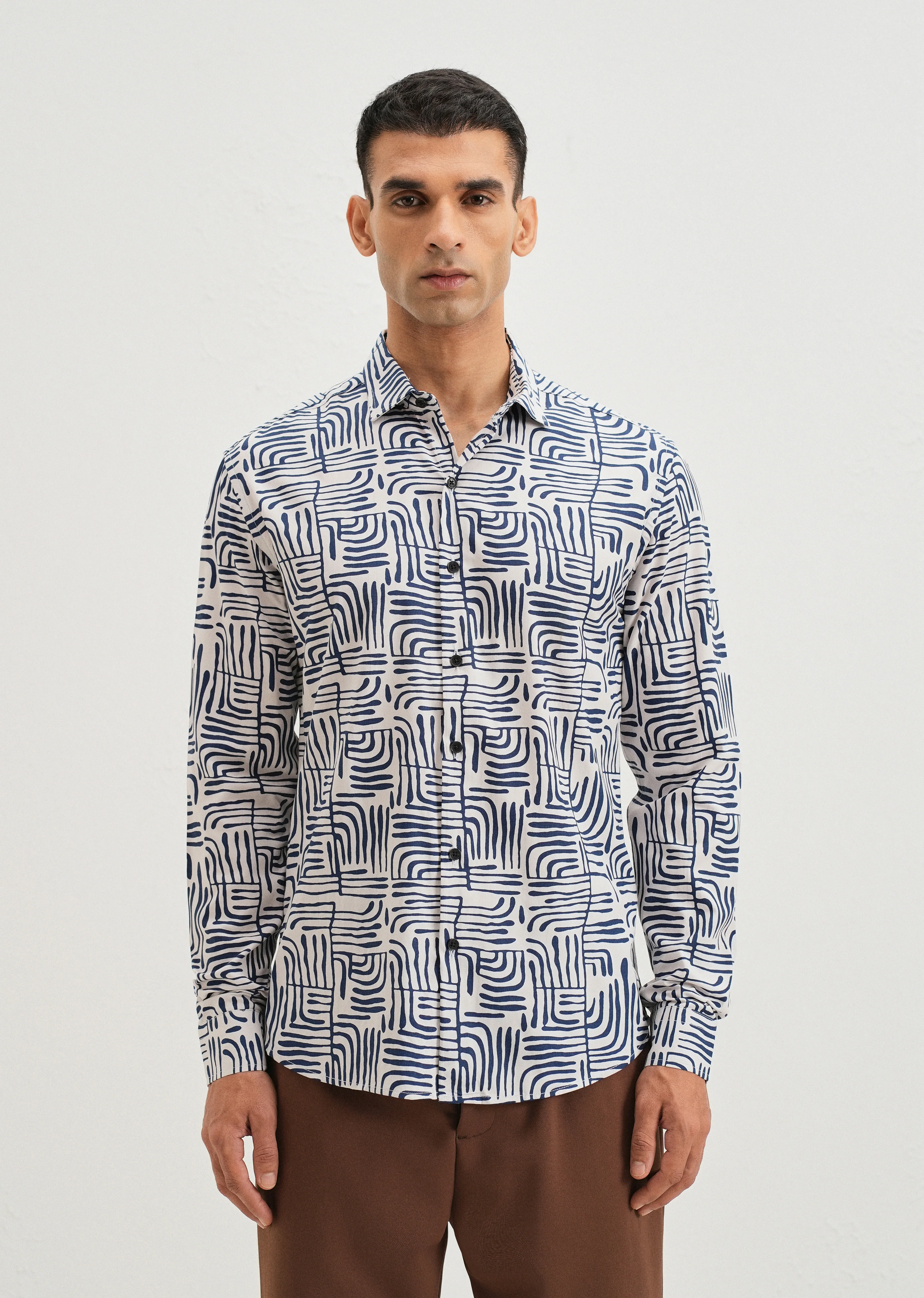 Art Deco White Printed Shirt - Image 3