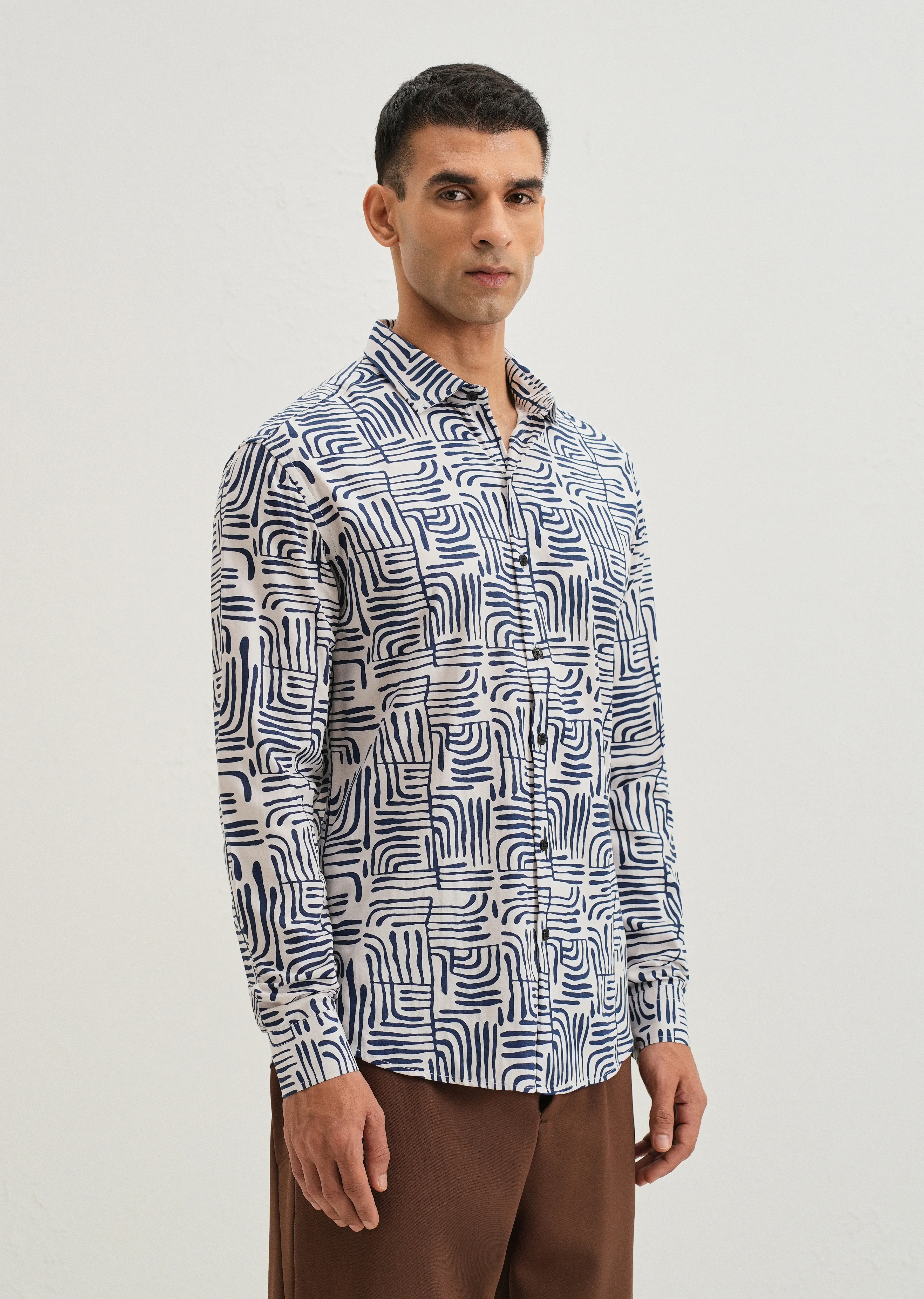 Art Deco White Printed Shirt - Image 4