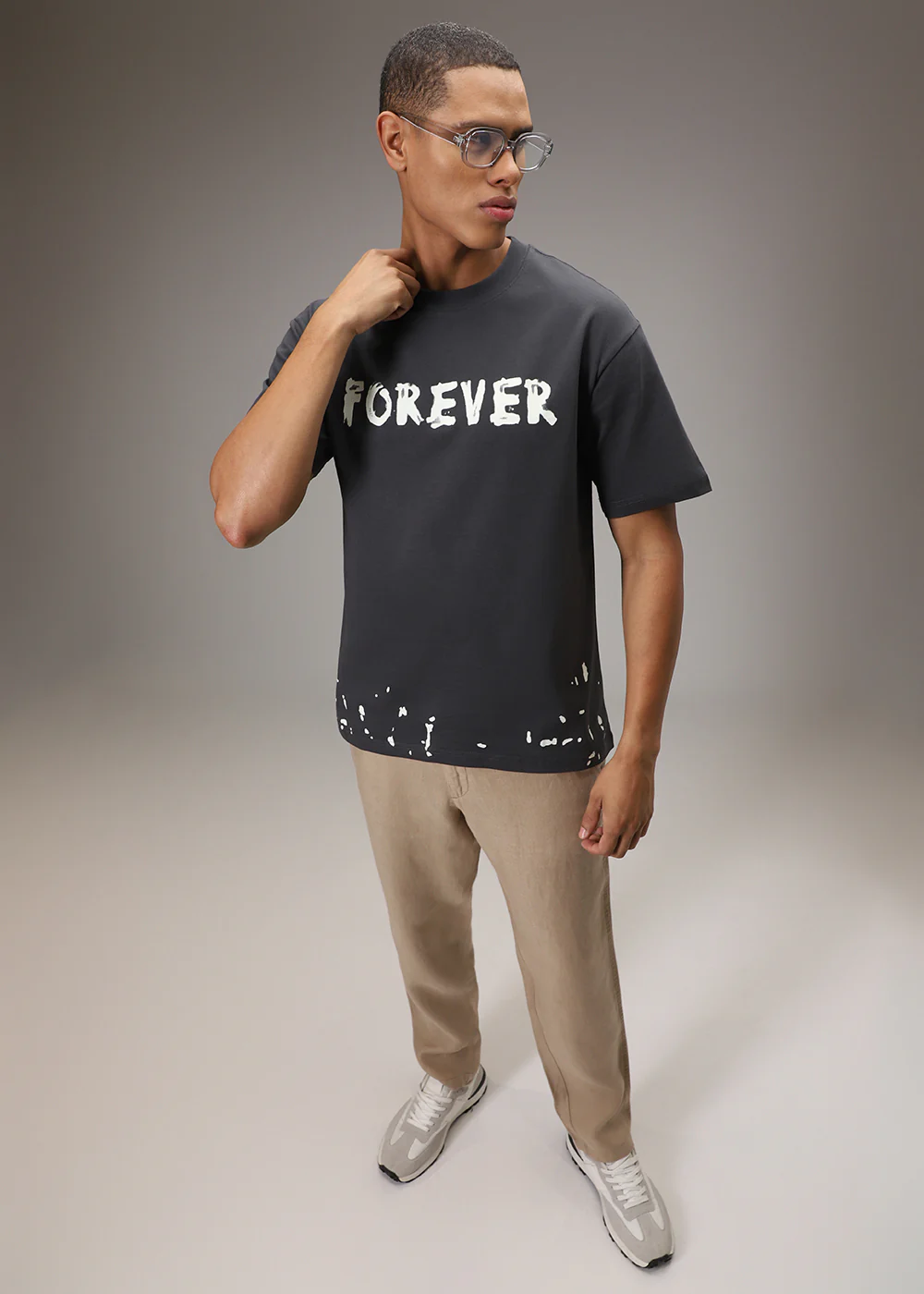 Artistic Array Grey Oversized T-shirt - Image 7