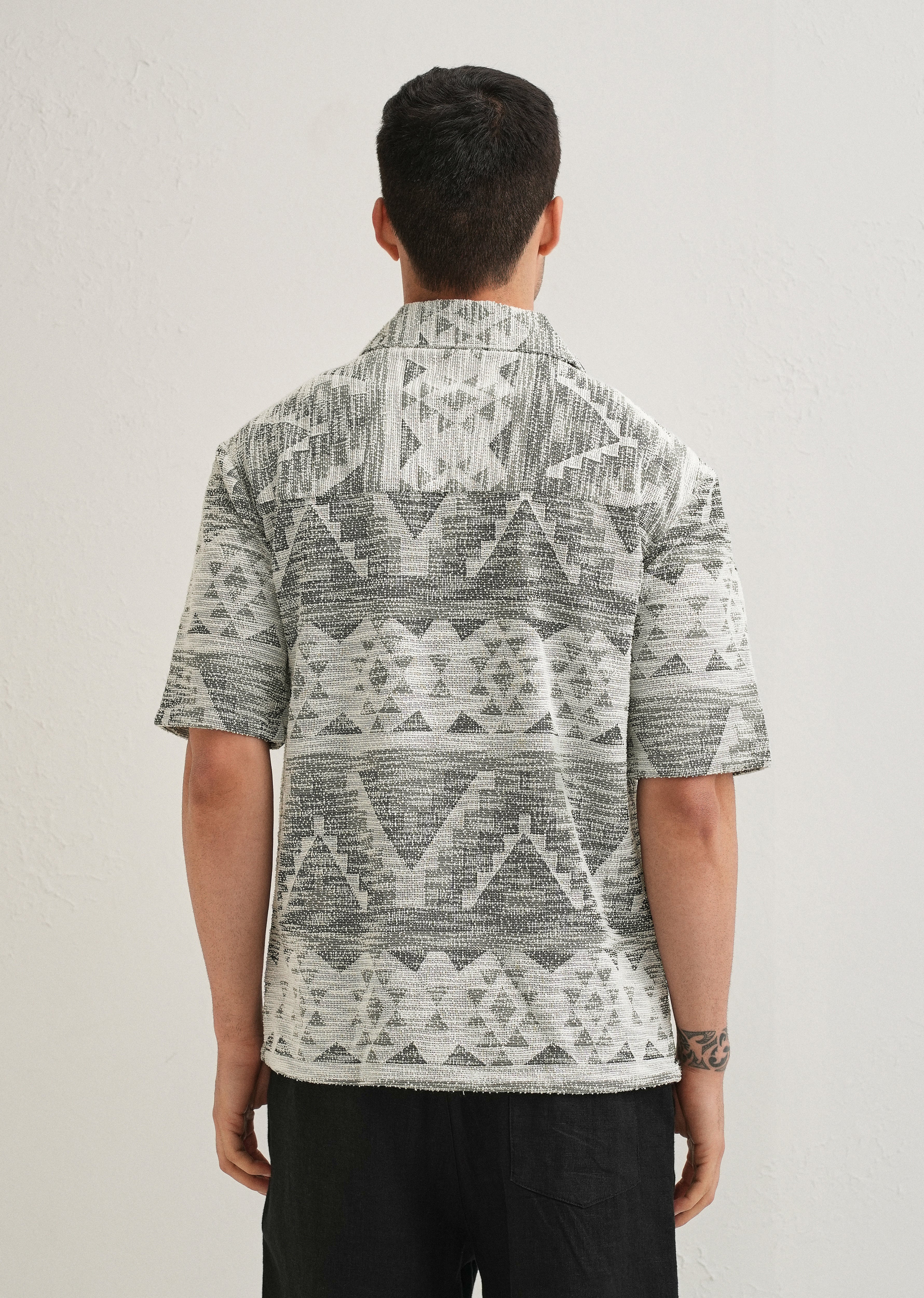 Ash Black Jacquard Knitted Shirt - Image 2