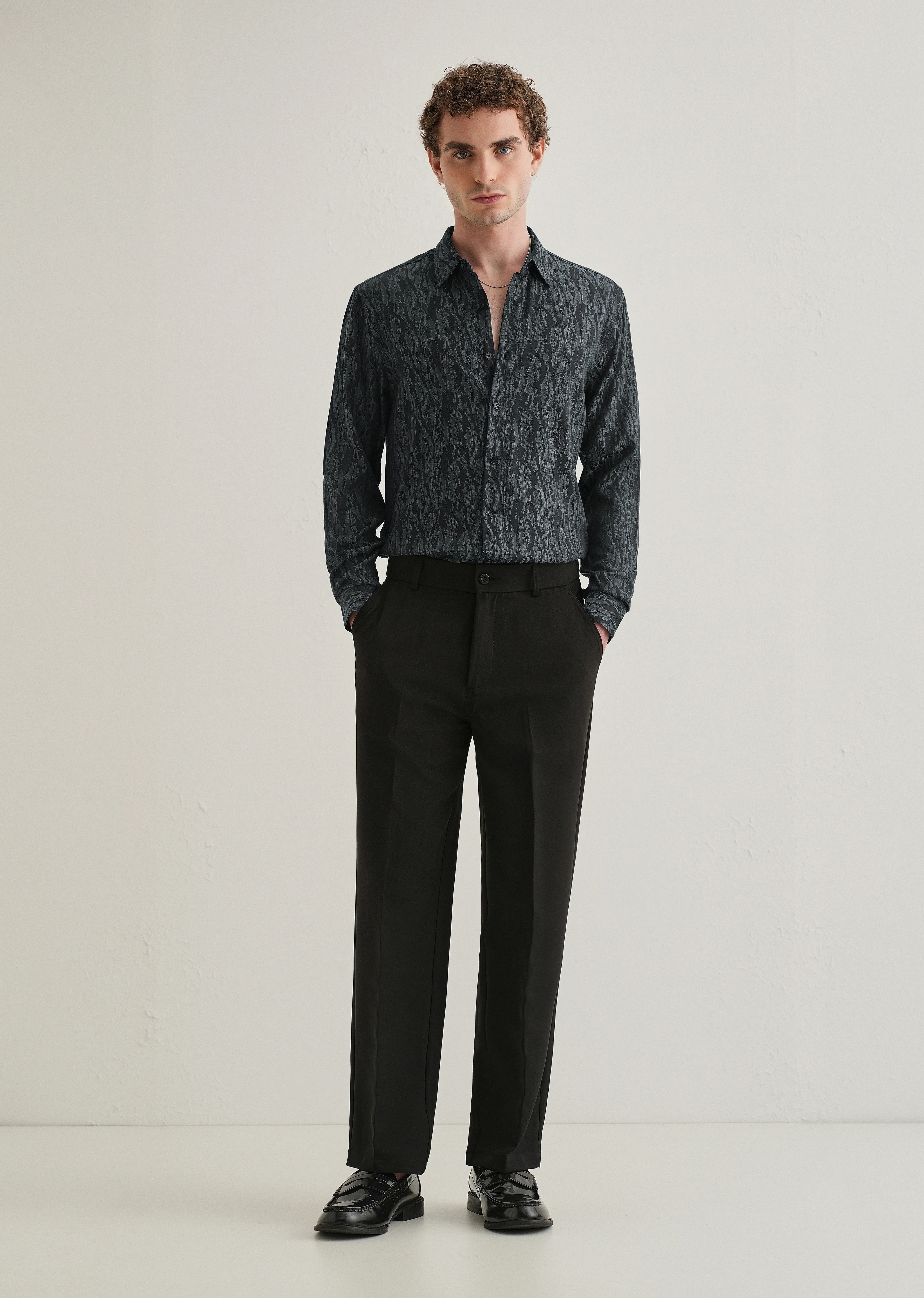 Ash Blue Abstract Jacquard Shirt - Image 6