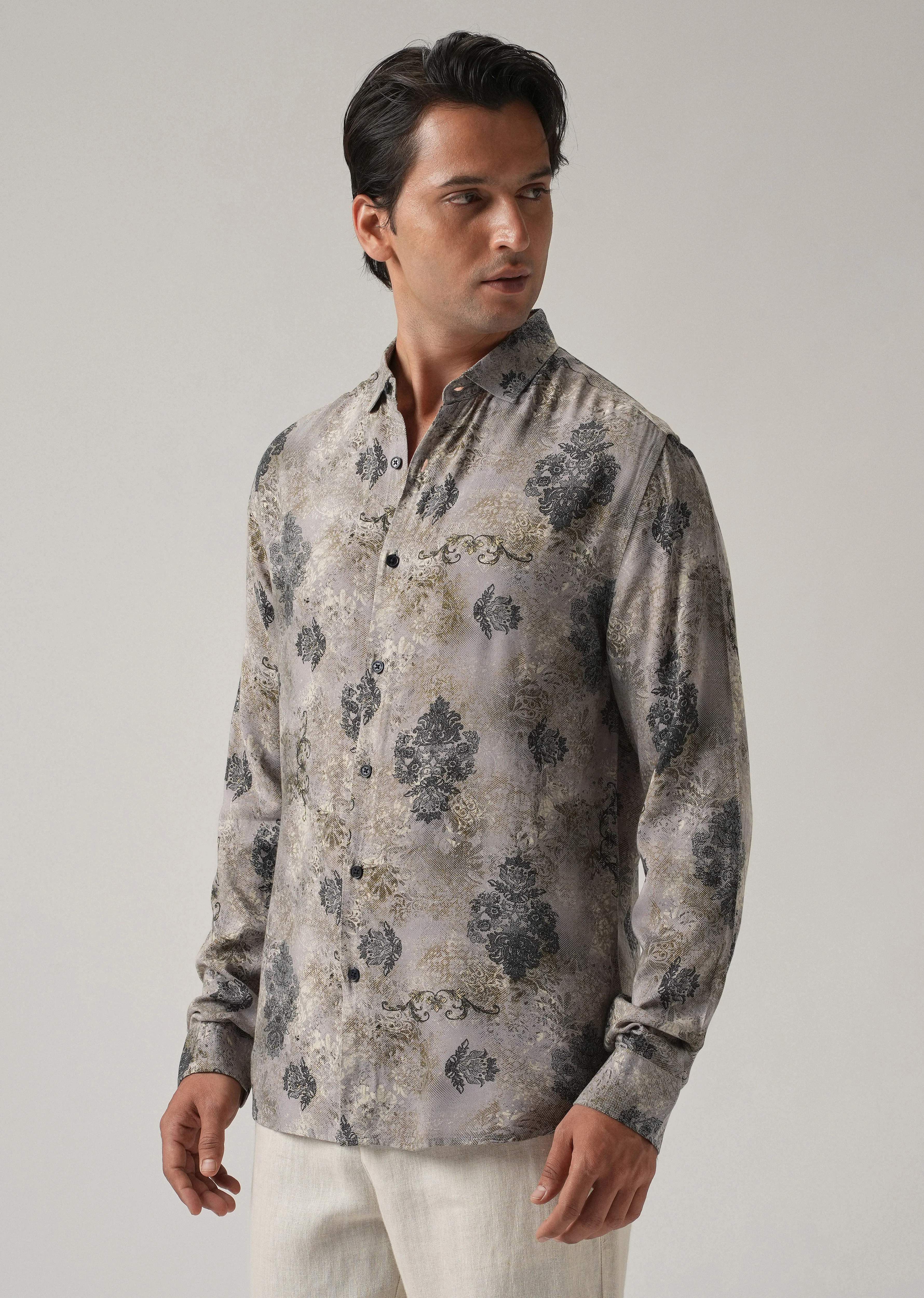 Ash Floral Print Feather Shirt - Image 4