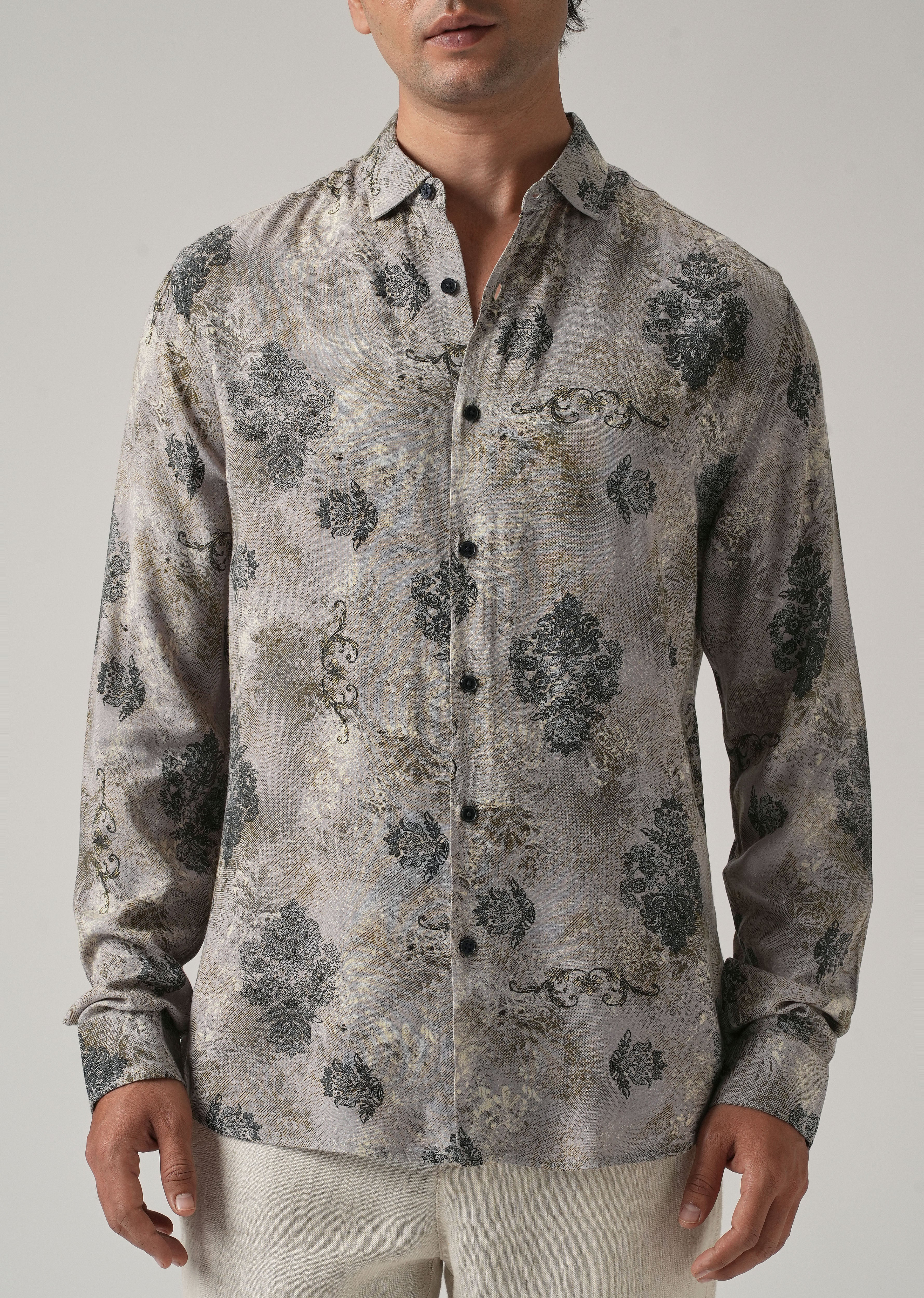 Ash Floral Print Feather Shirt - Image 7
