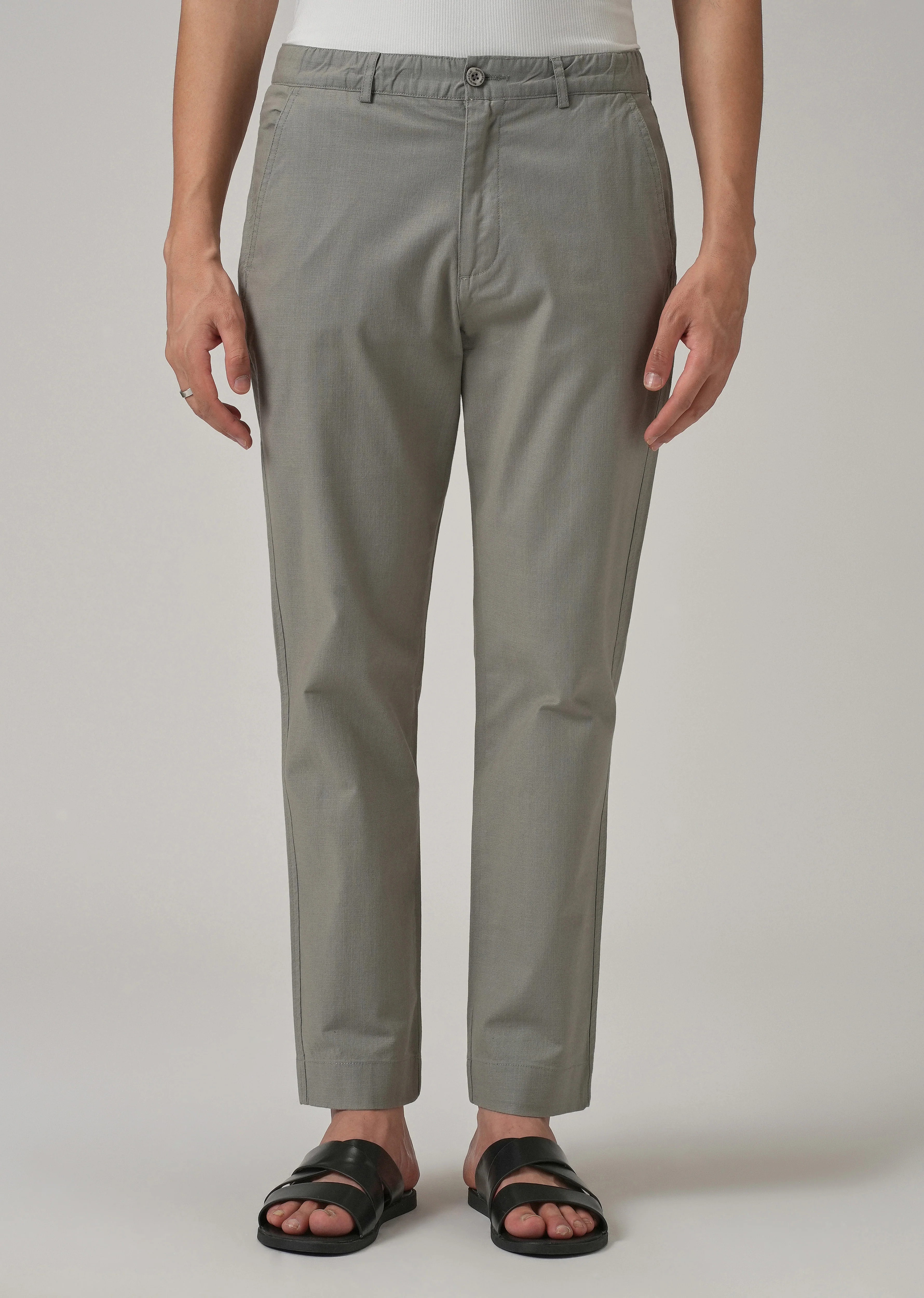 Ash Grey Cotton Trouser - Image 3