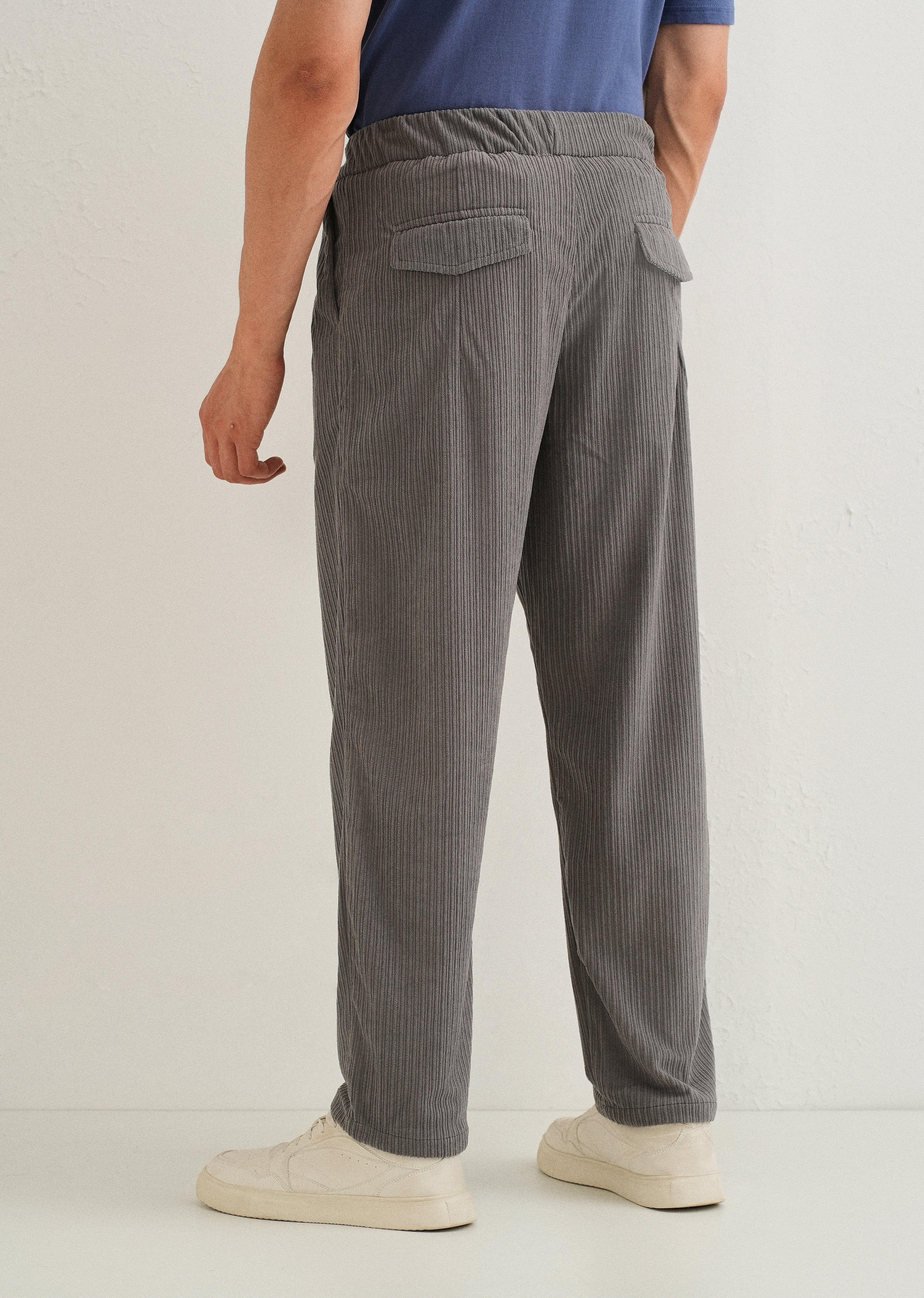 Ash Grey Drawstring Corduroy Pant - Image 2