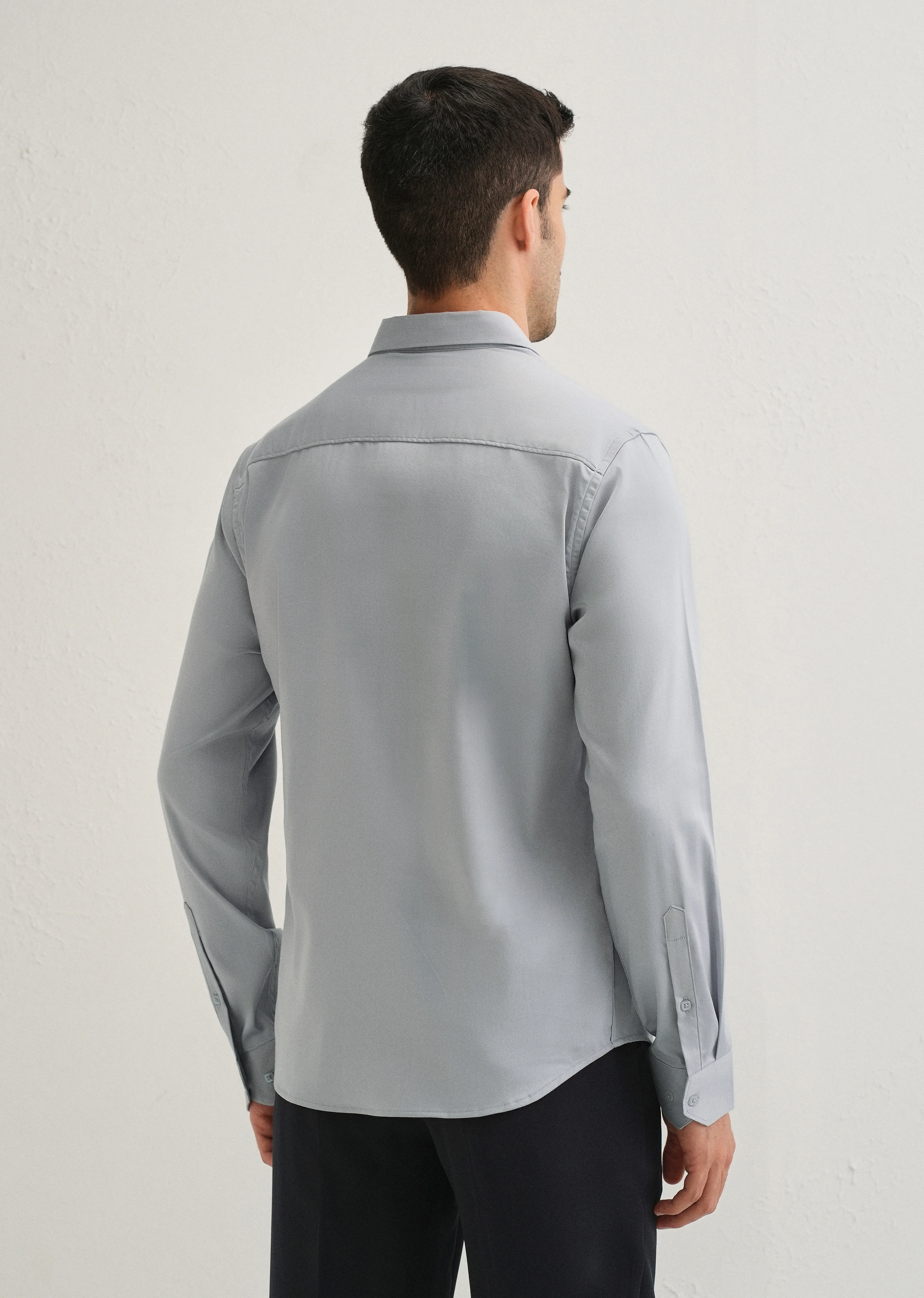 Ash Grey Front Panel Open Pleat Shirt - Image 2