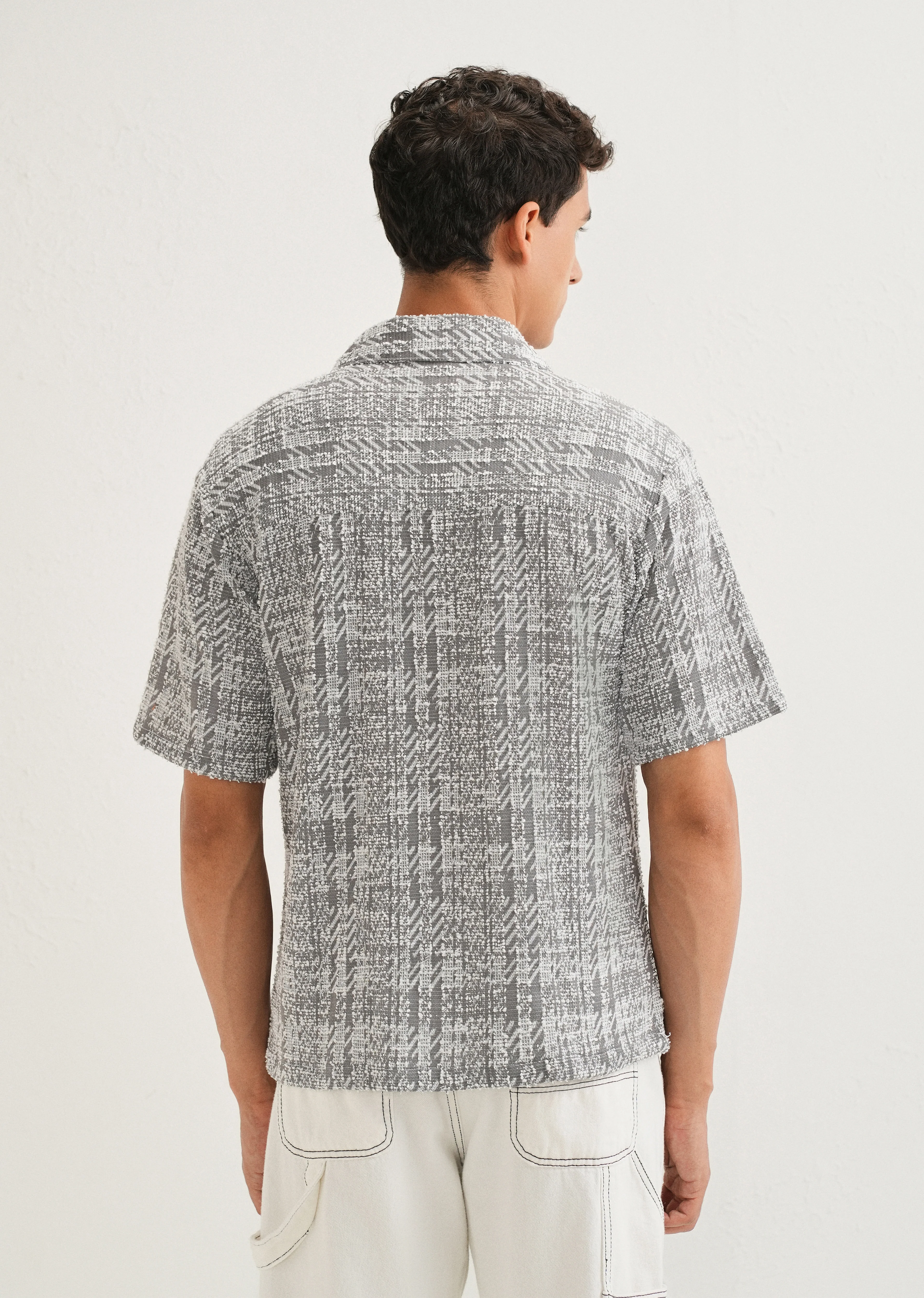 Ash Grey Jacquard Knitted Shirt - Image 2