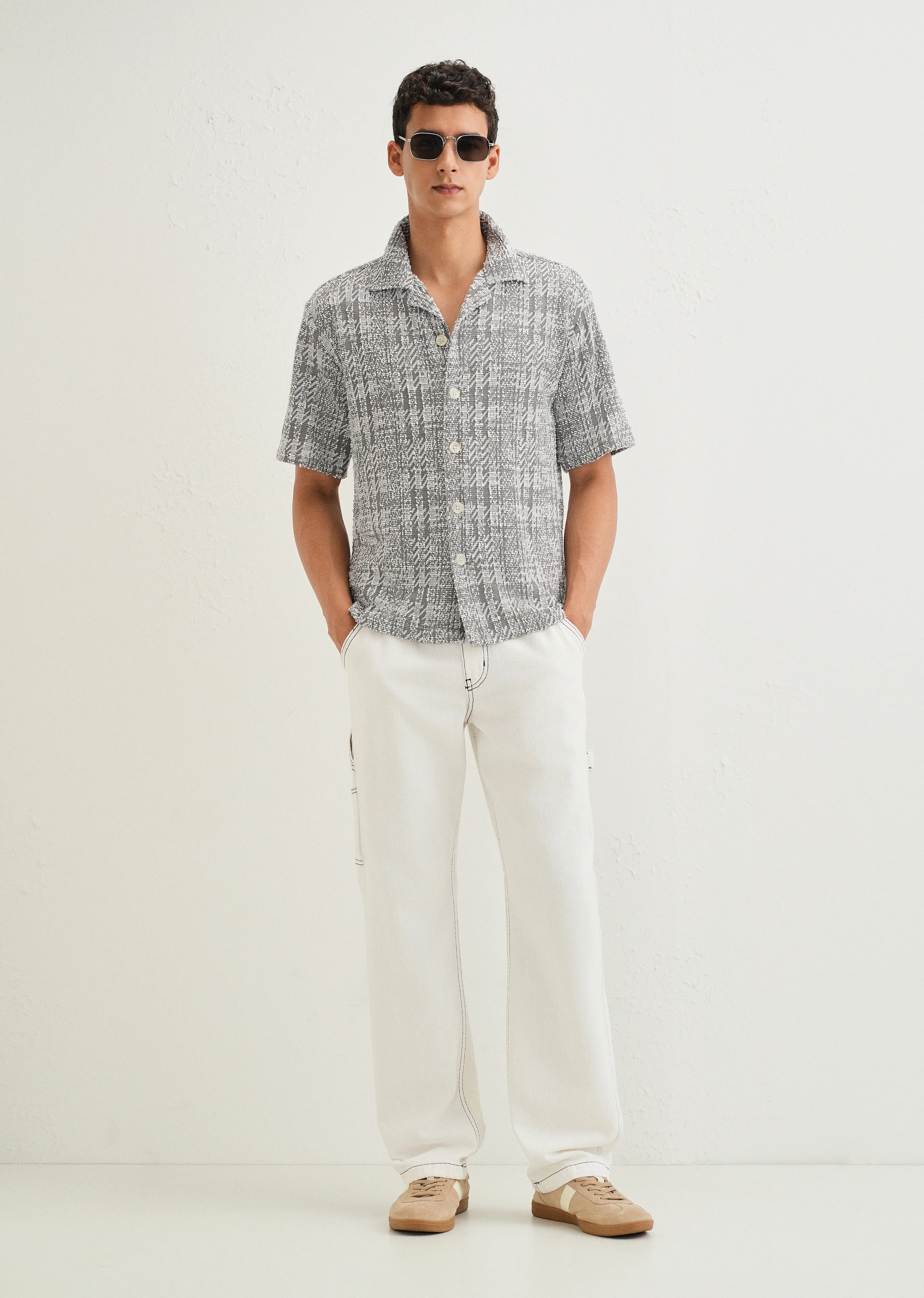 Ash Grey Jacquard Knitted Shirt - Image 7