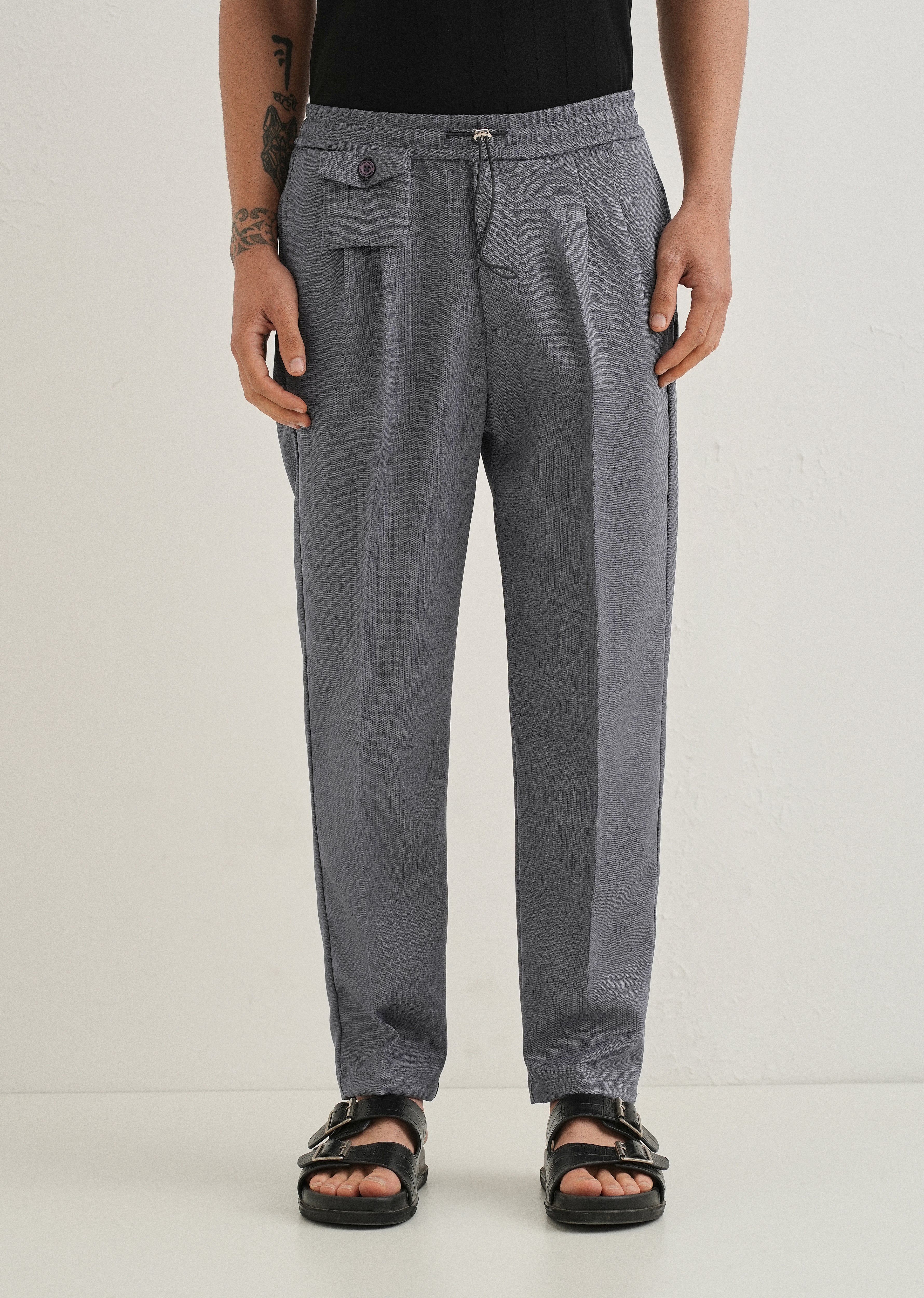 Ash Grey Pleated Korean Pant - Image 3