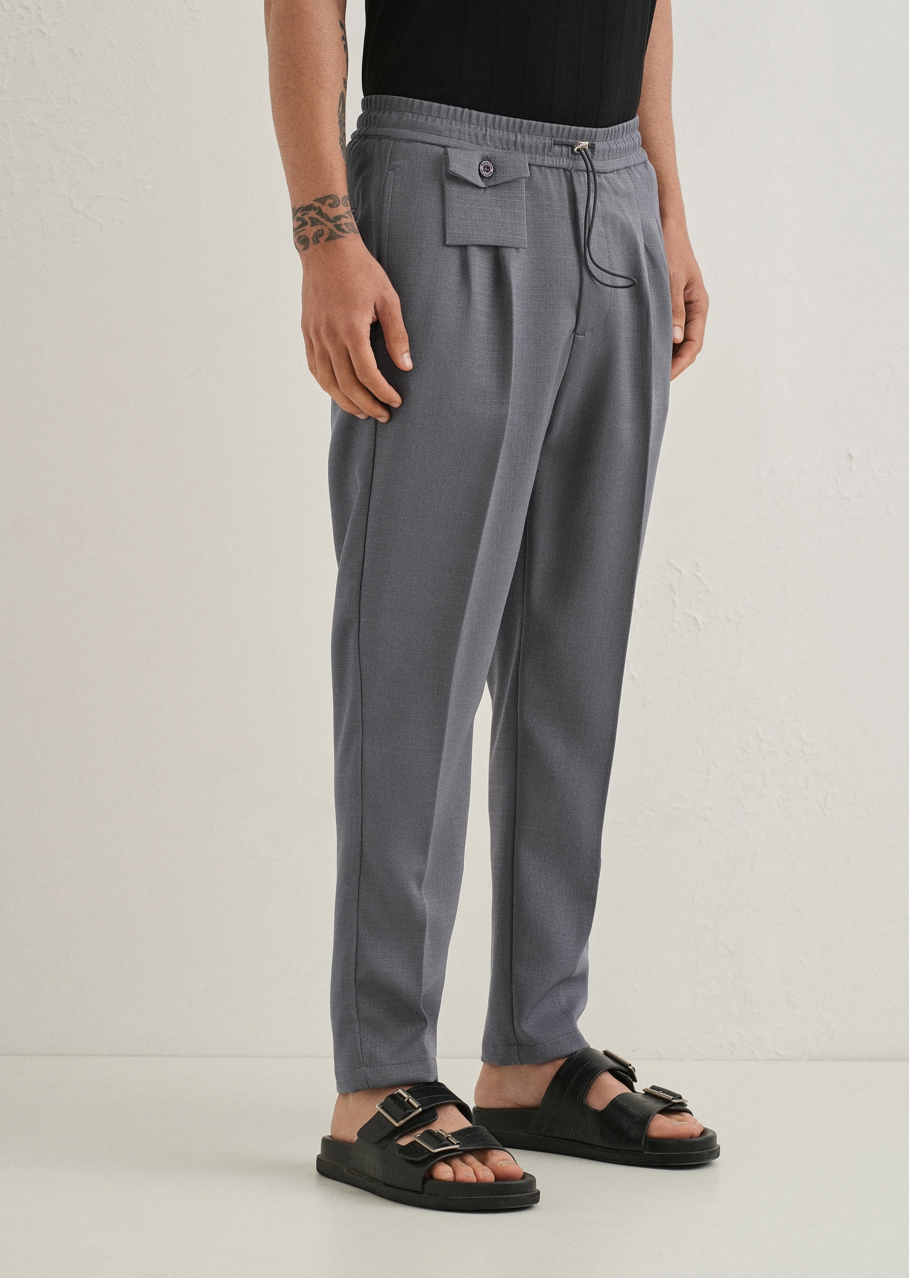 Ash Grey Pleated Korean Pant - Image 4