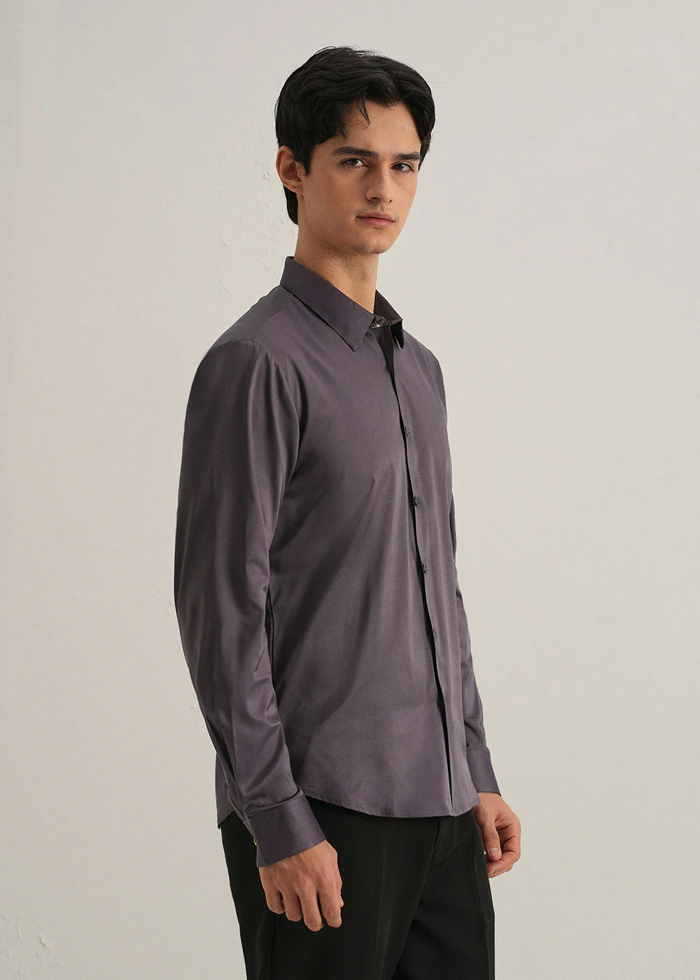 Ash Purple Plain Stitchless Placket Shirt - Image 5