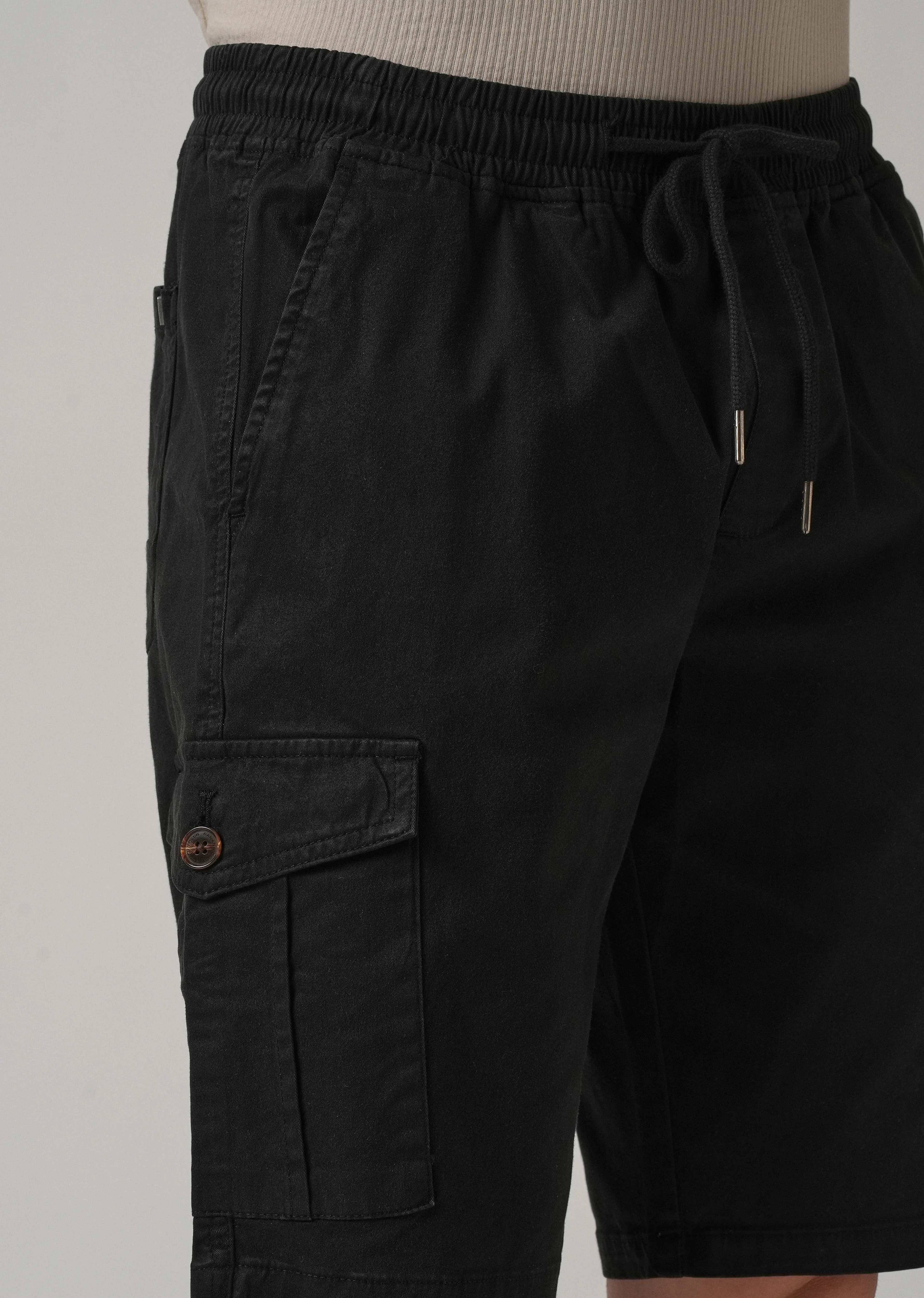Asher Black Cotton Cargo Shorts - Image 6