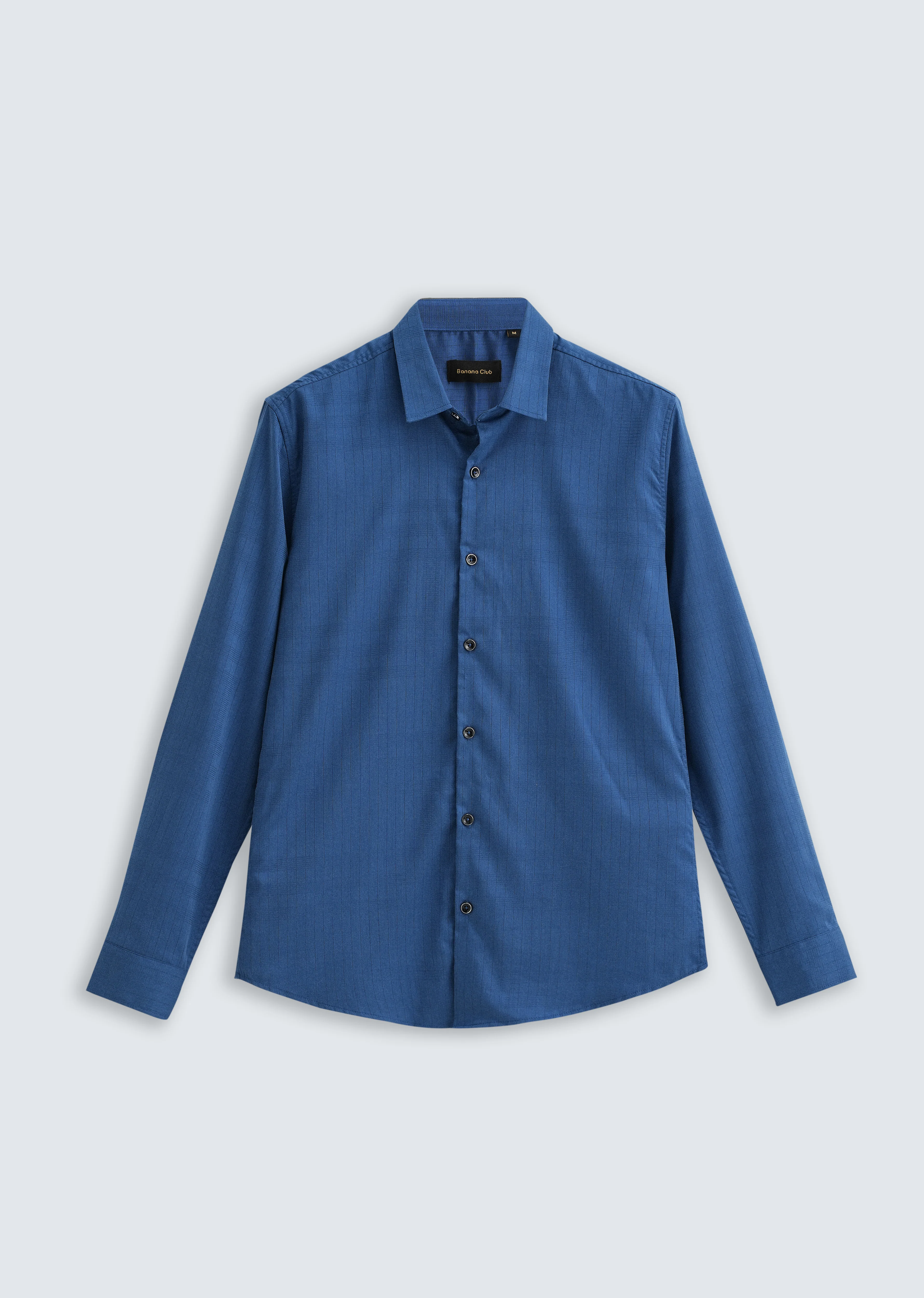 Azure Blue Self Striped Plain Shirt - Image 2