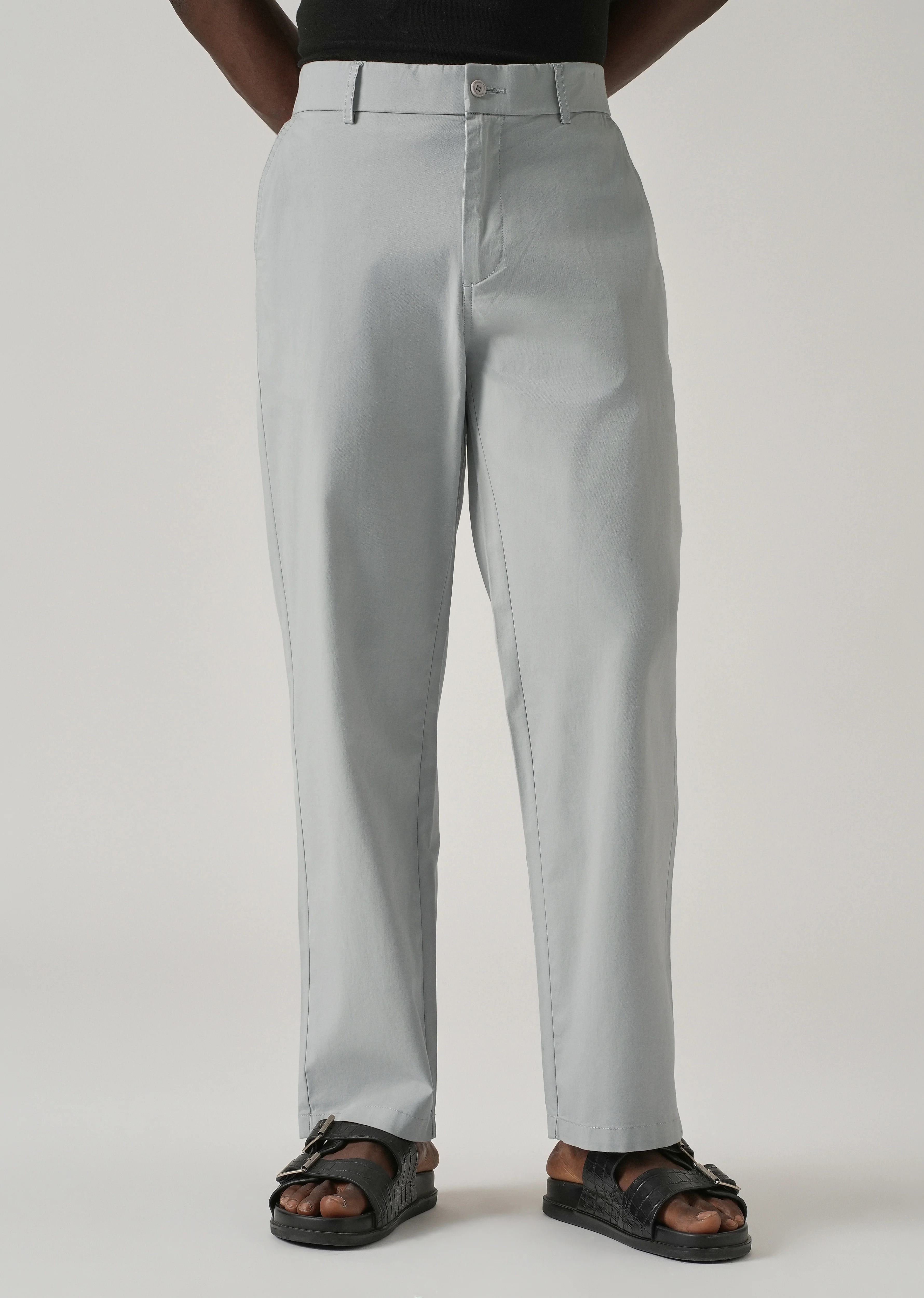 Baggy Fit Light Grey Chinos - Image 3