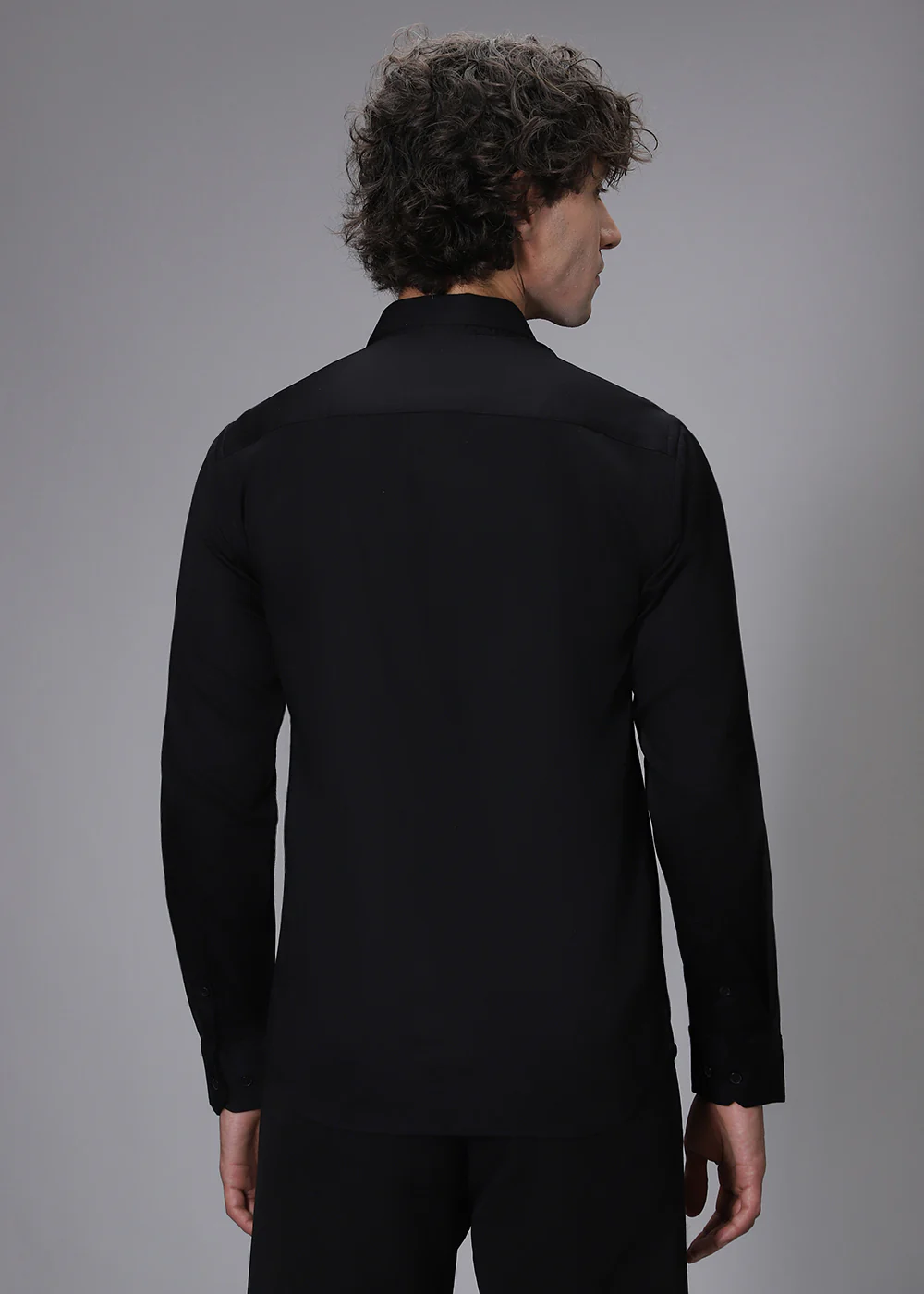Bamboo Embroidery Black Designer Shirt - Image 4