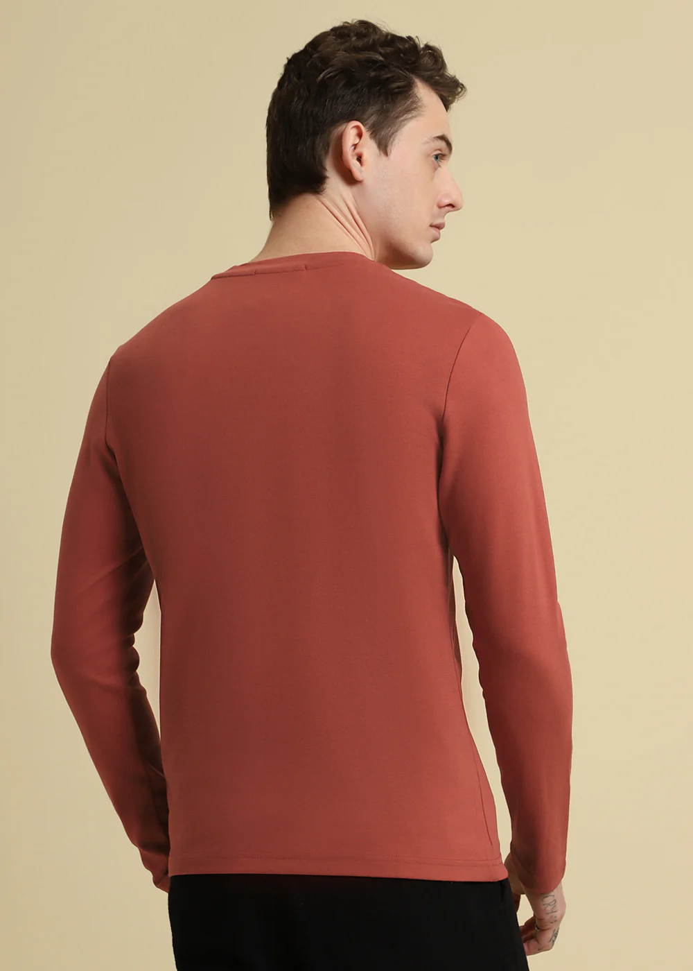 Banana Club Red Plain Regular Fit T-shirt - Image 4
