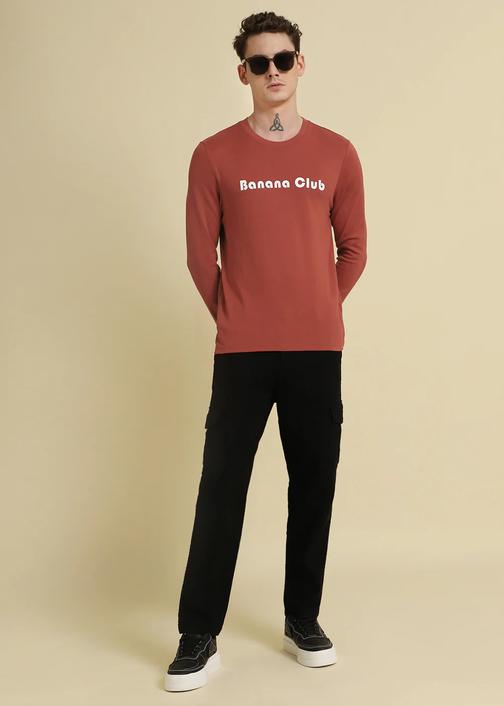 Banana Club Red Plain Regular Fit T-shirt - Image 6