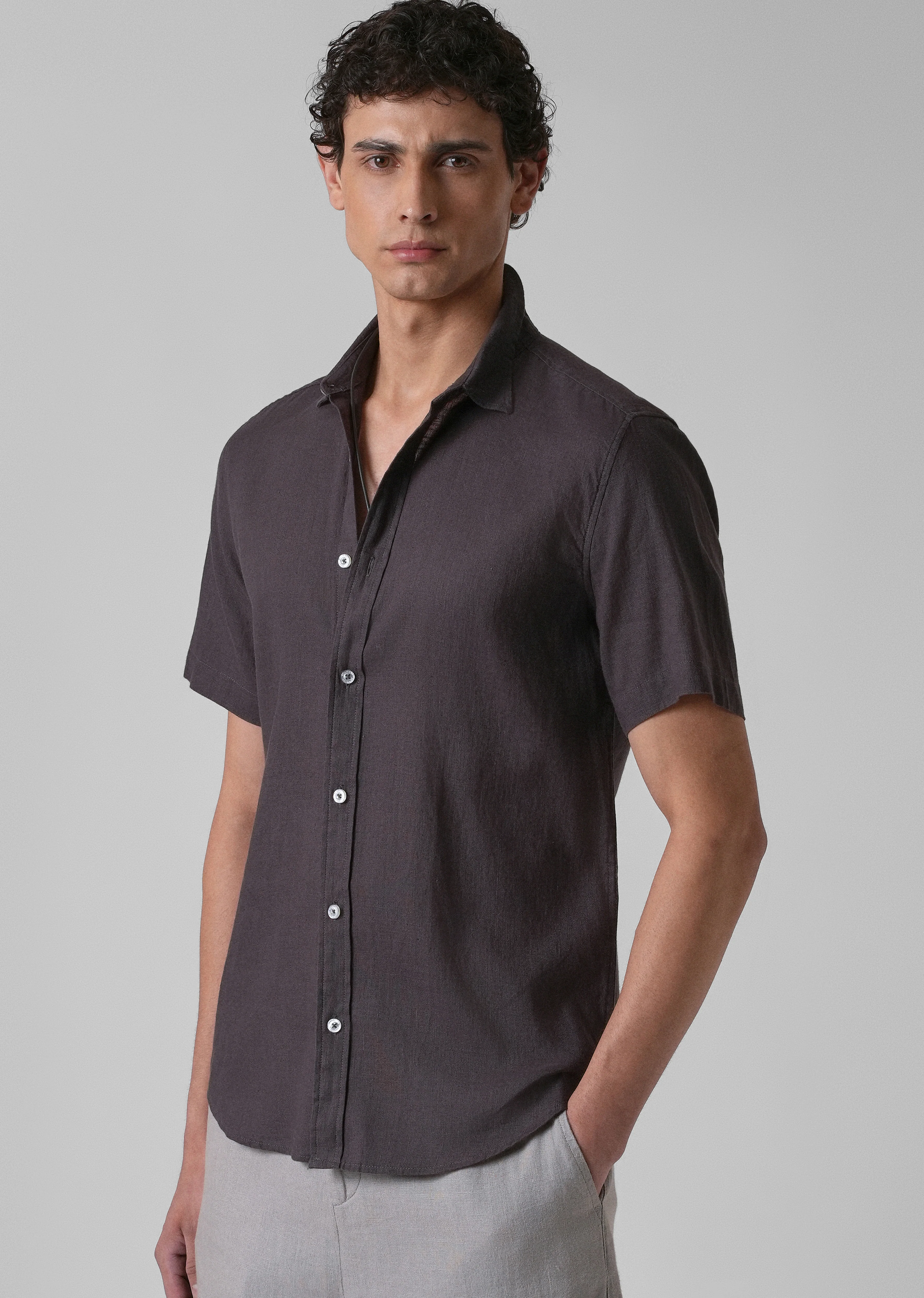 Batiste Crater Brown Linen shirt - Image 7