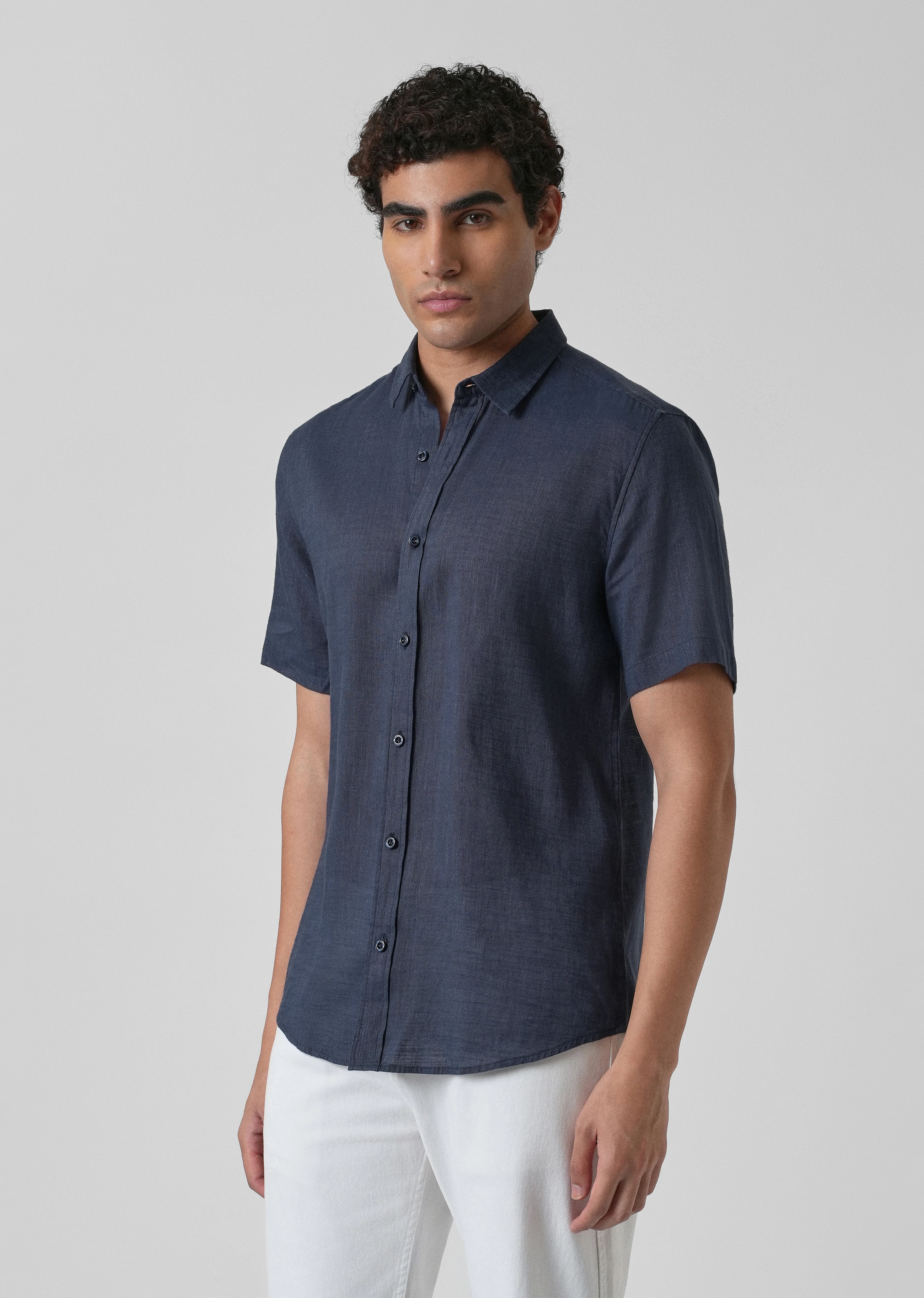 Batiste Dark Blue Linen shirt - Image 4