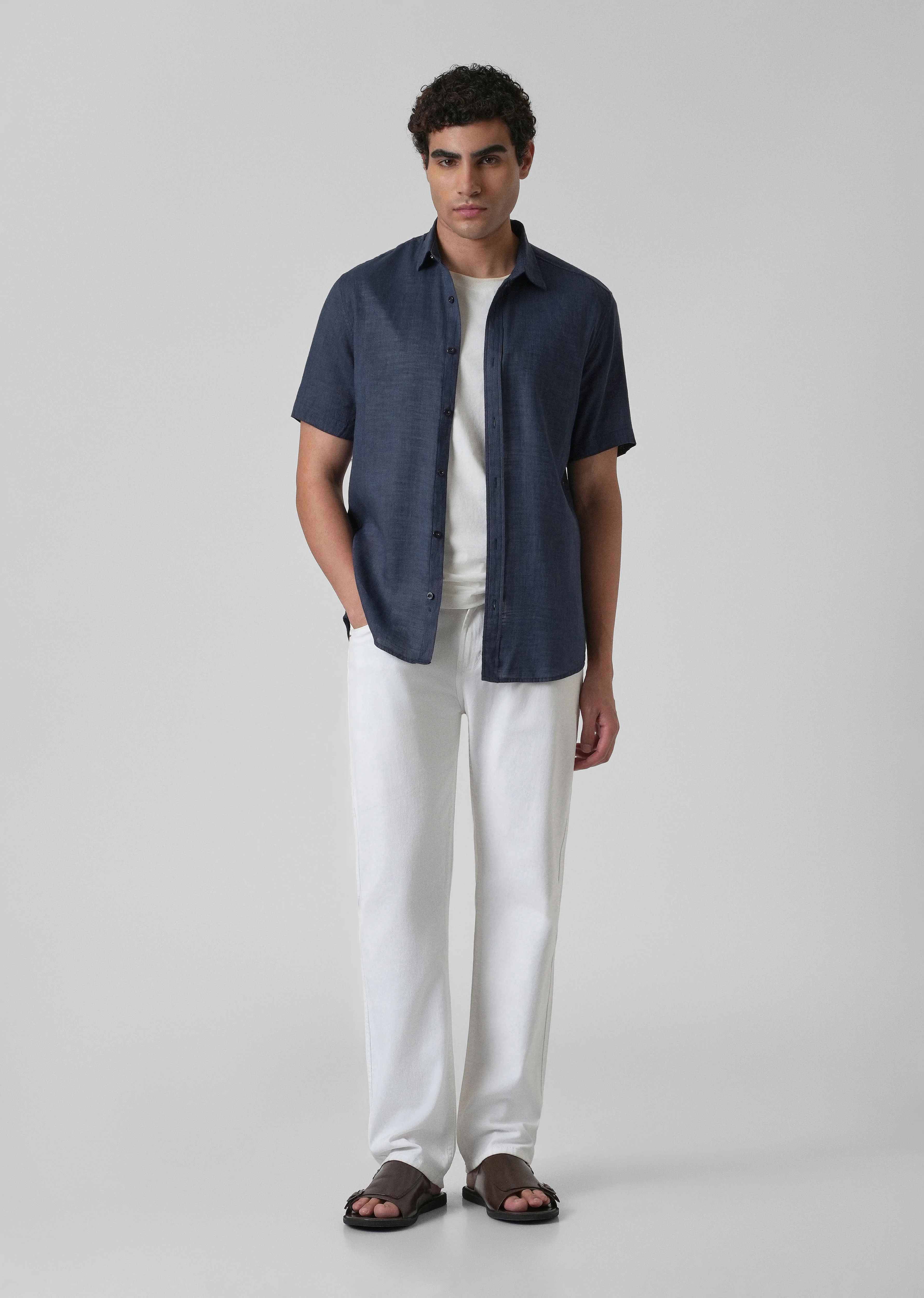 Batiste Dark Blue Linen shirt - Image 6