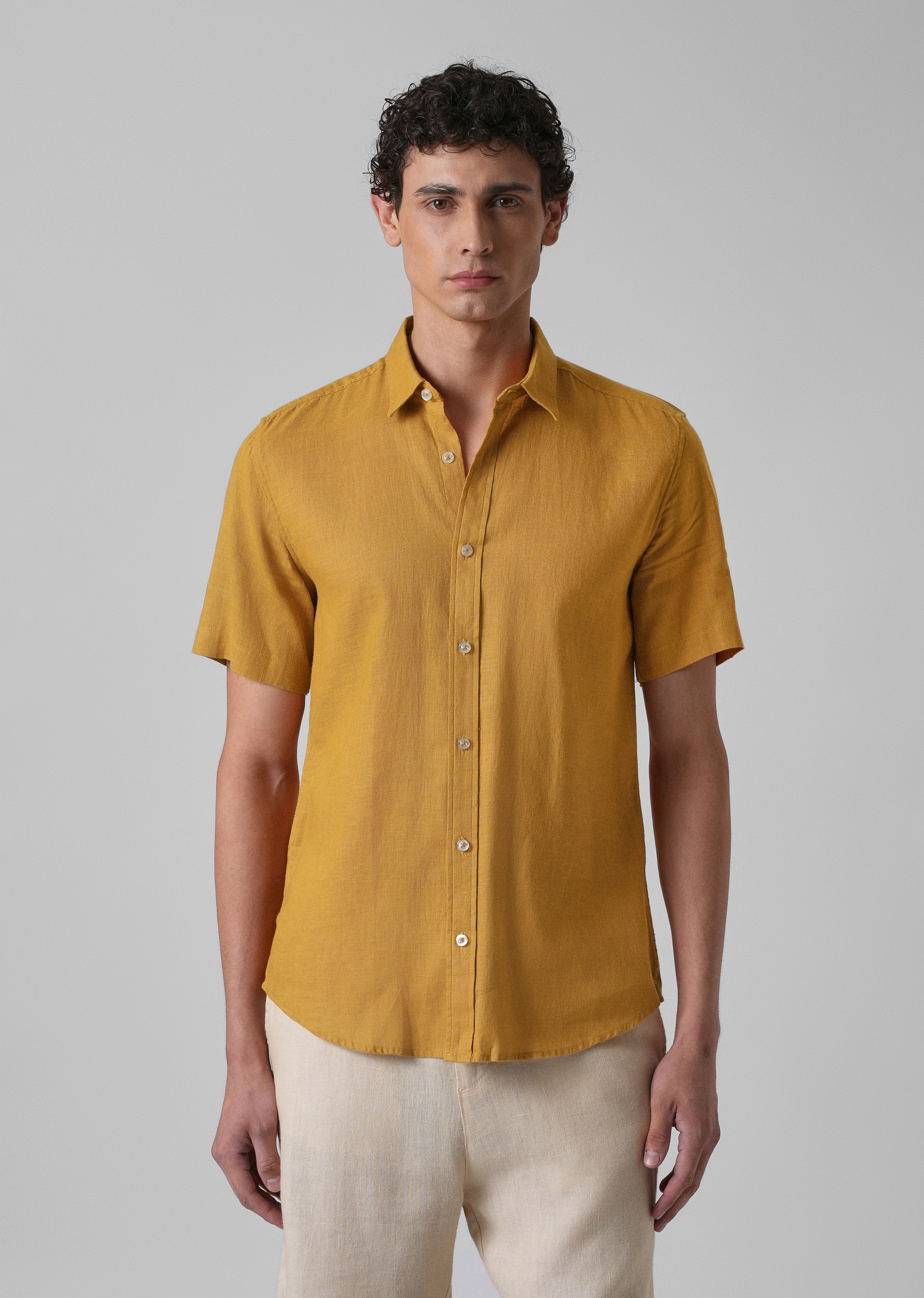 Batiste Gold Orange Linen shirt - Image 3