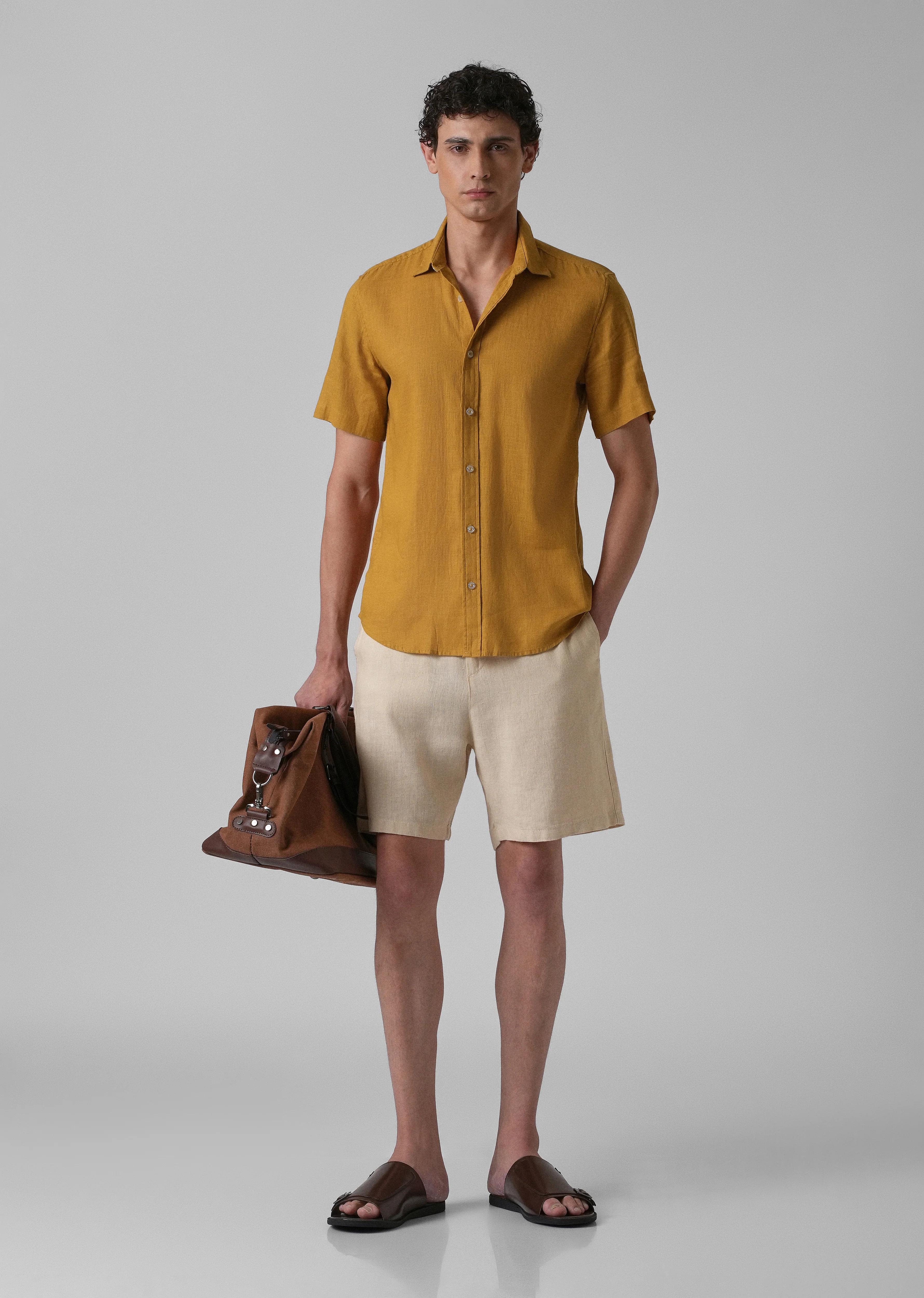 Batiste Gold Orange Linen shirt - Image 6