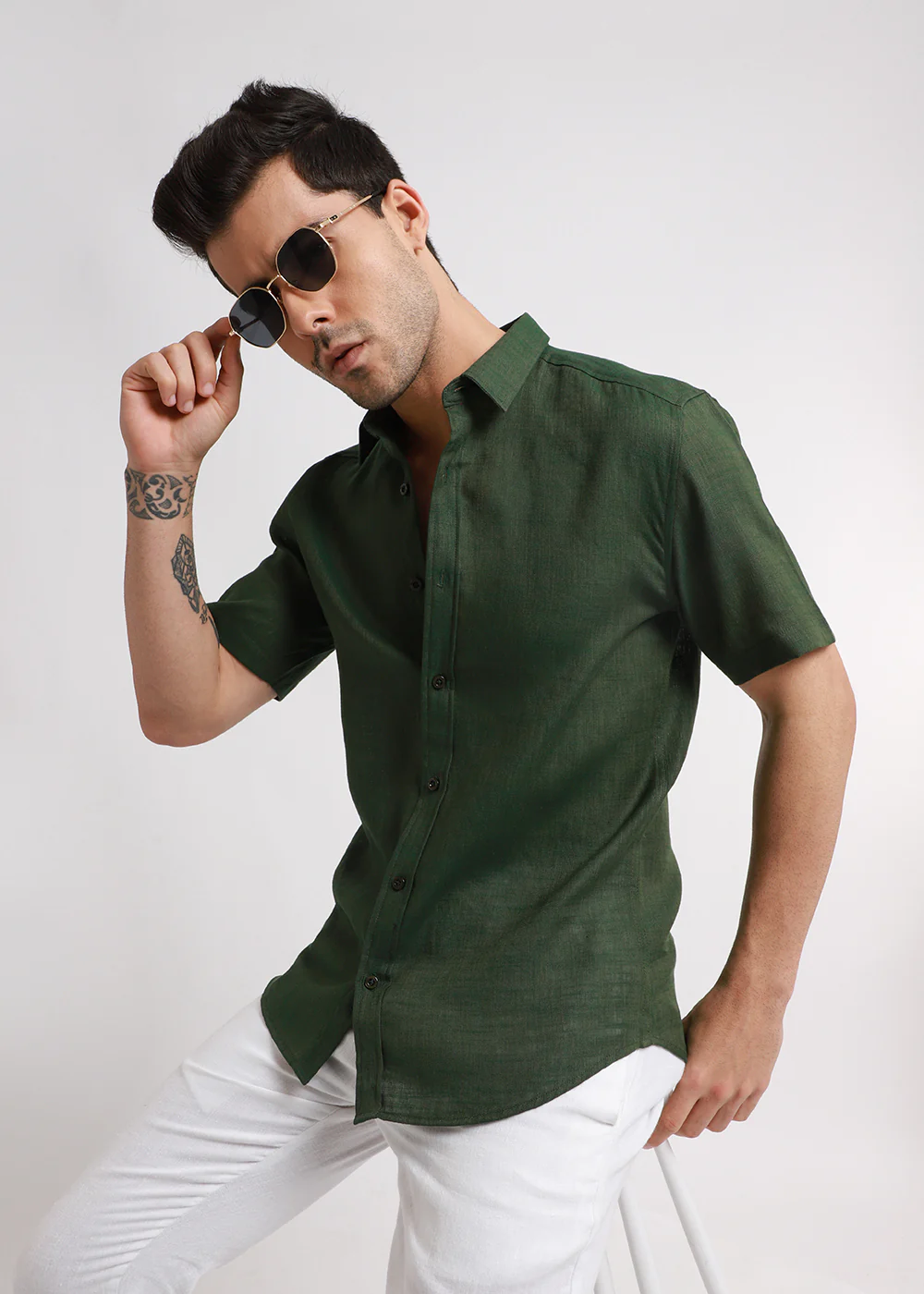 Batiste Green Linen shirt - Image 7