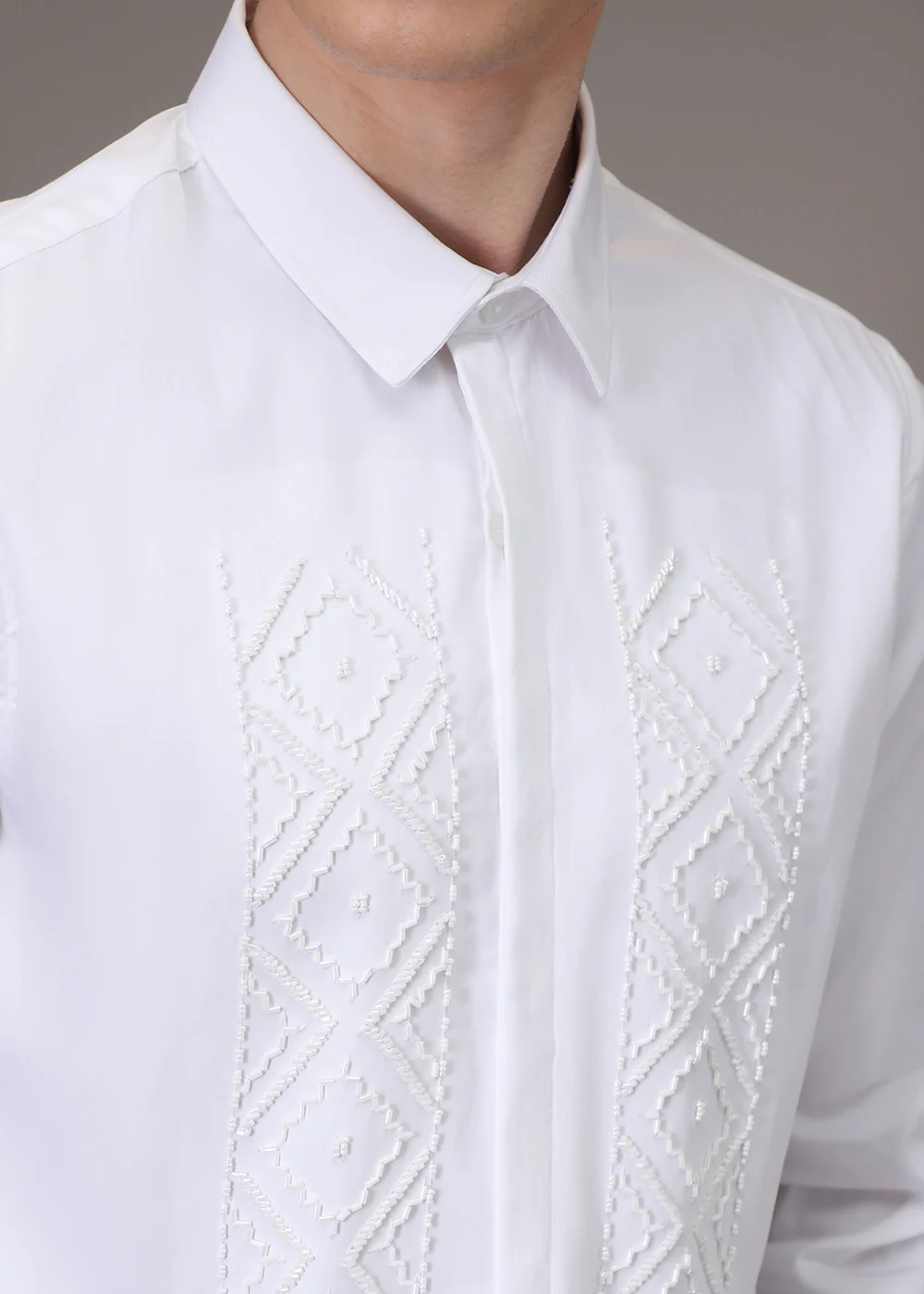 Beadazzleclub White Designer Shirt - Image 3