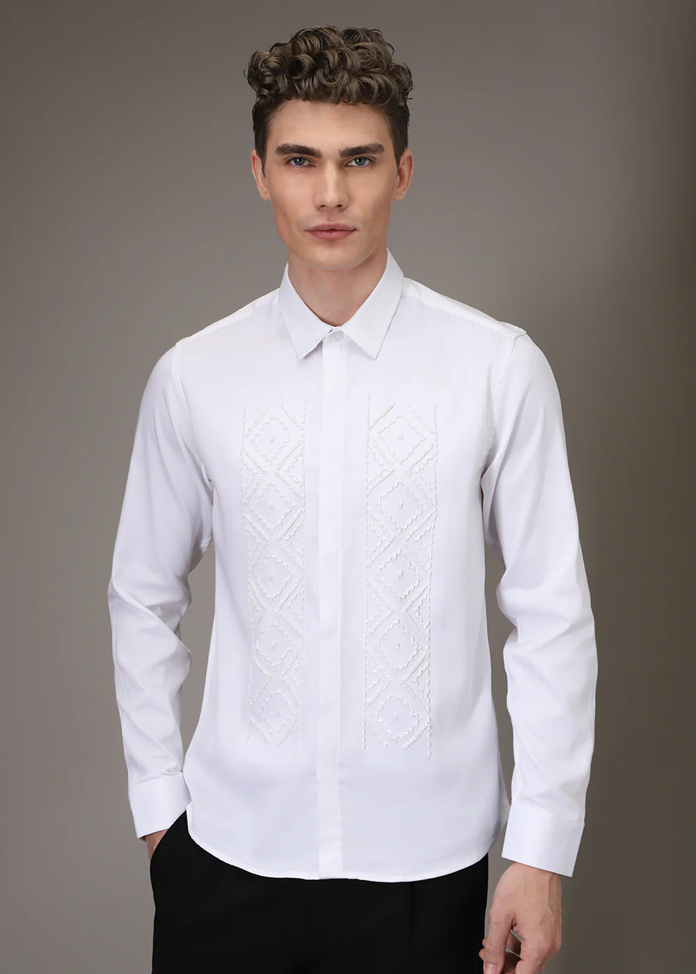 Beadazzleclub White Designer Shirt - Image 4
