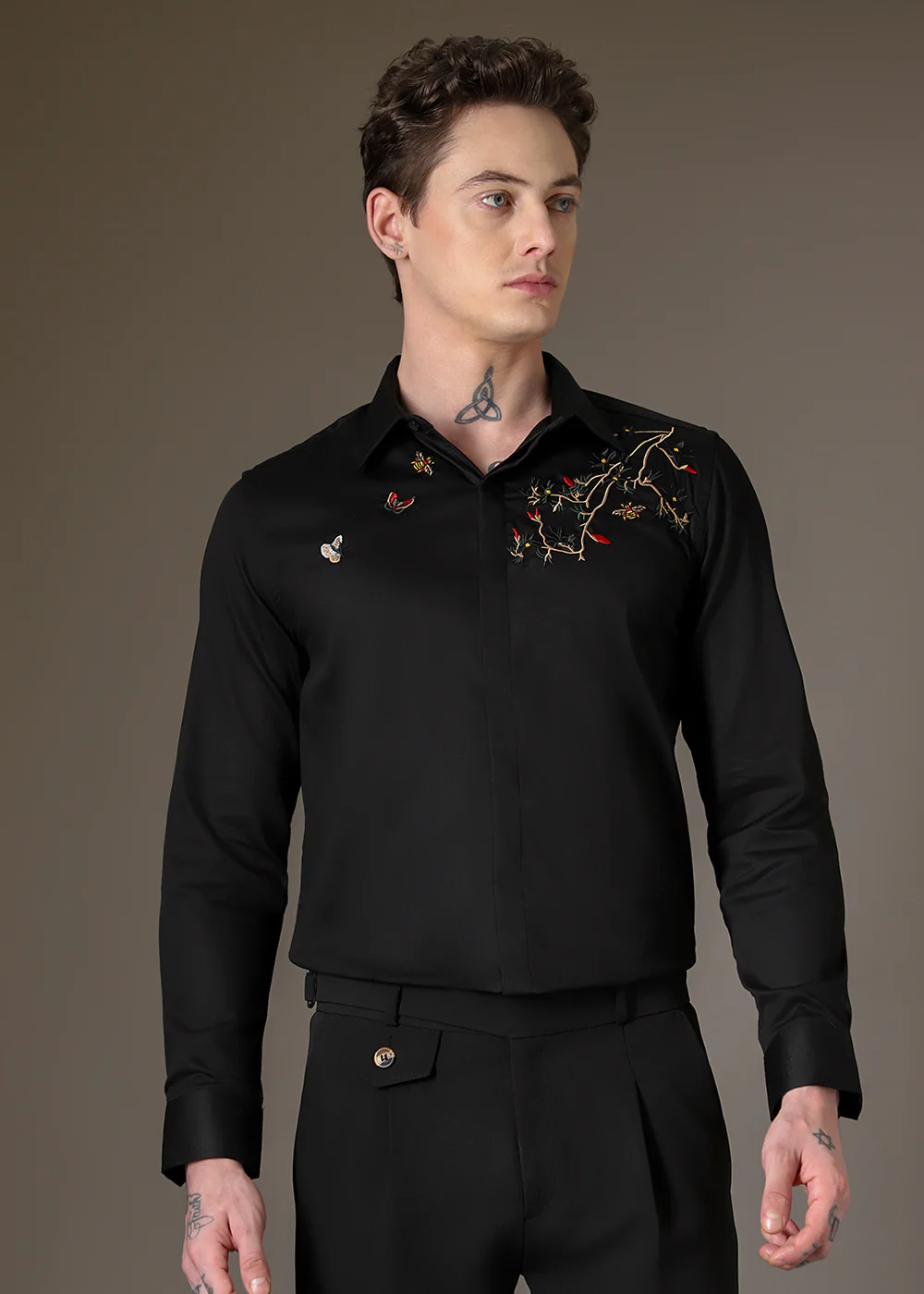 Beeclub Needle Work Black Designer Shirt - Image 4
