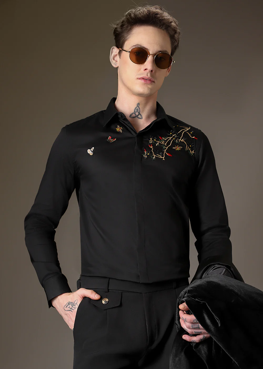 Beeclub Needle Work Black Designer Shirt - Image 5