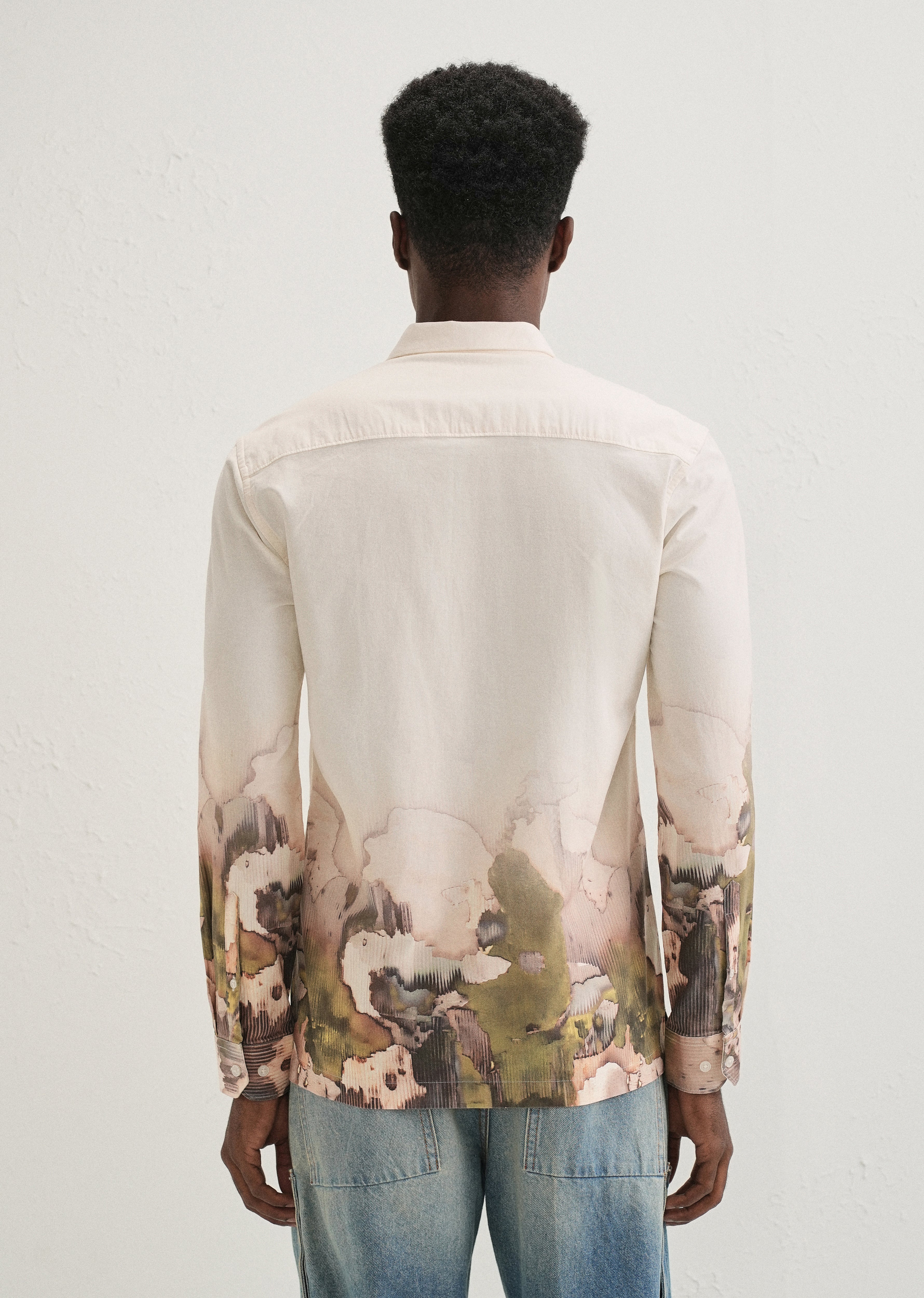 Beige Abstract Linear Printed Shirt - Image 2