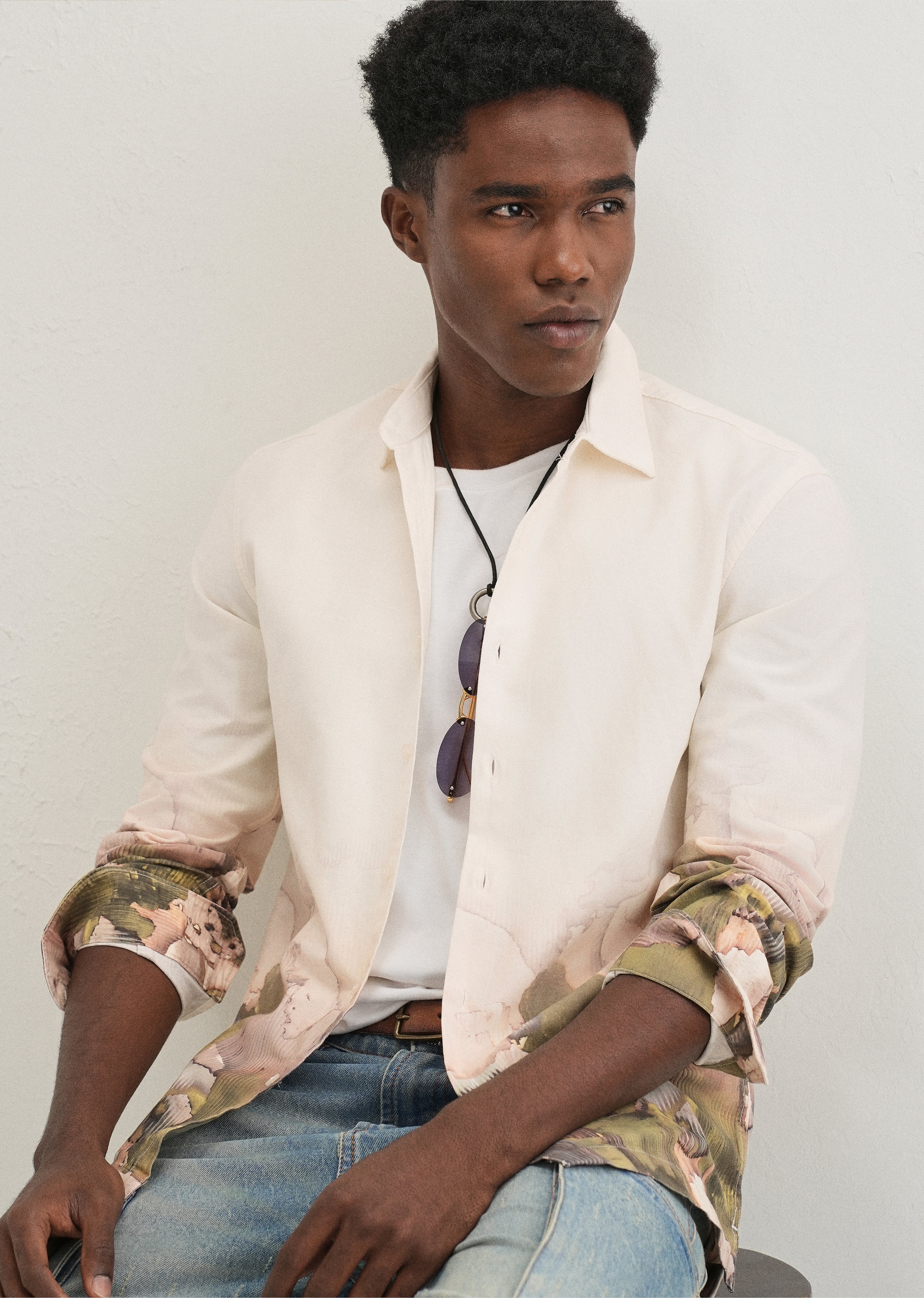 Beige Abstract Linear Printed Shirt - Image 7
