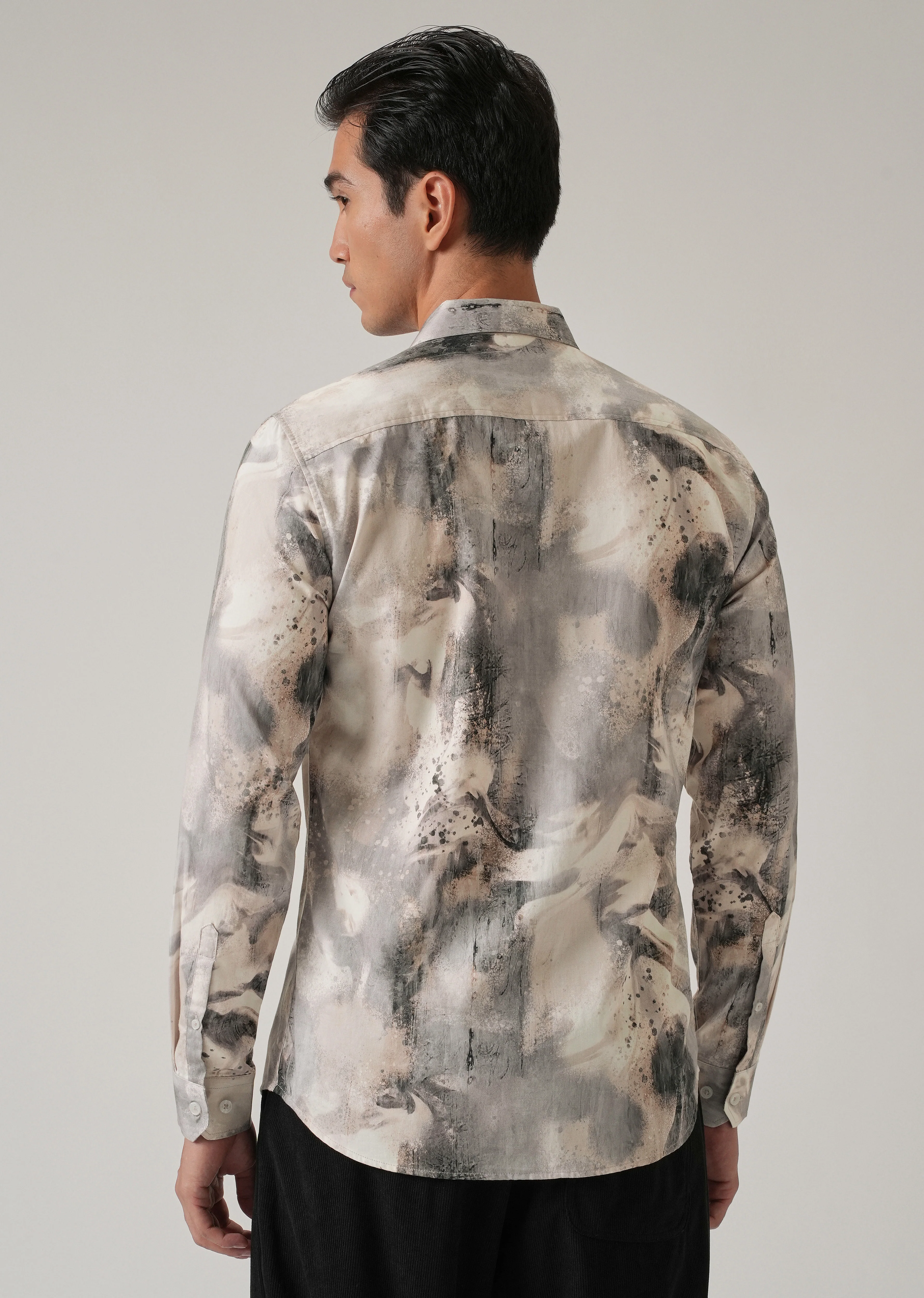 Beige Abstract Print Shirt - Image 2