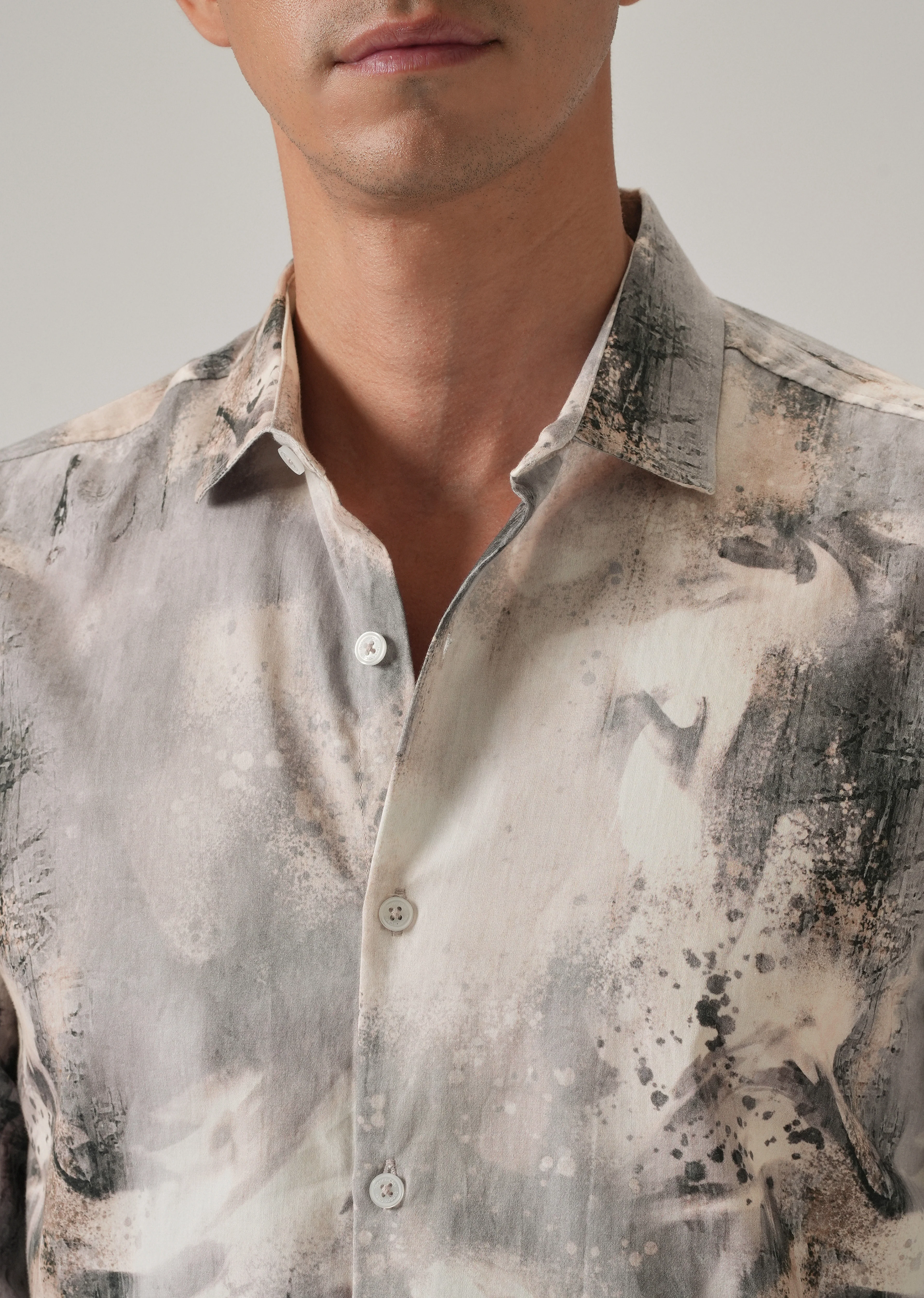 Beige Abstract Print Shirt - Image 5