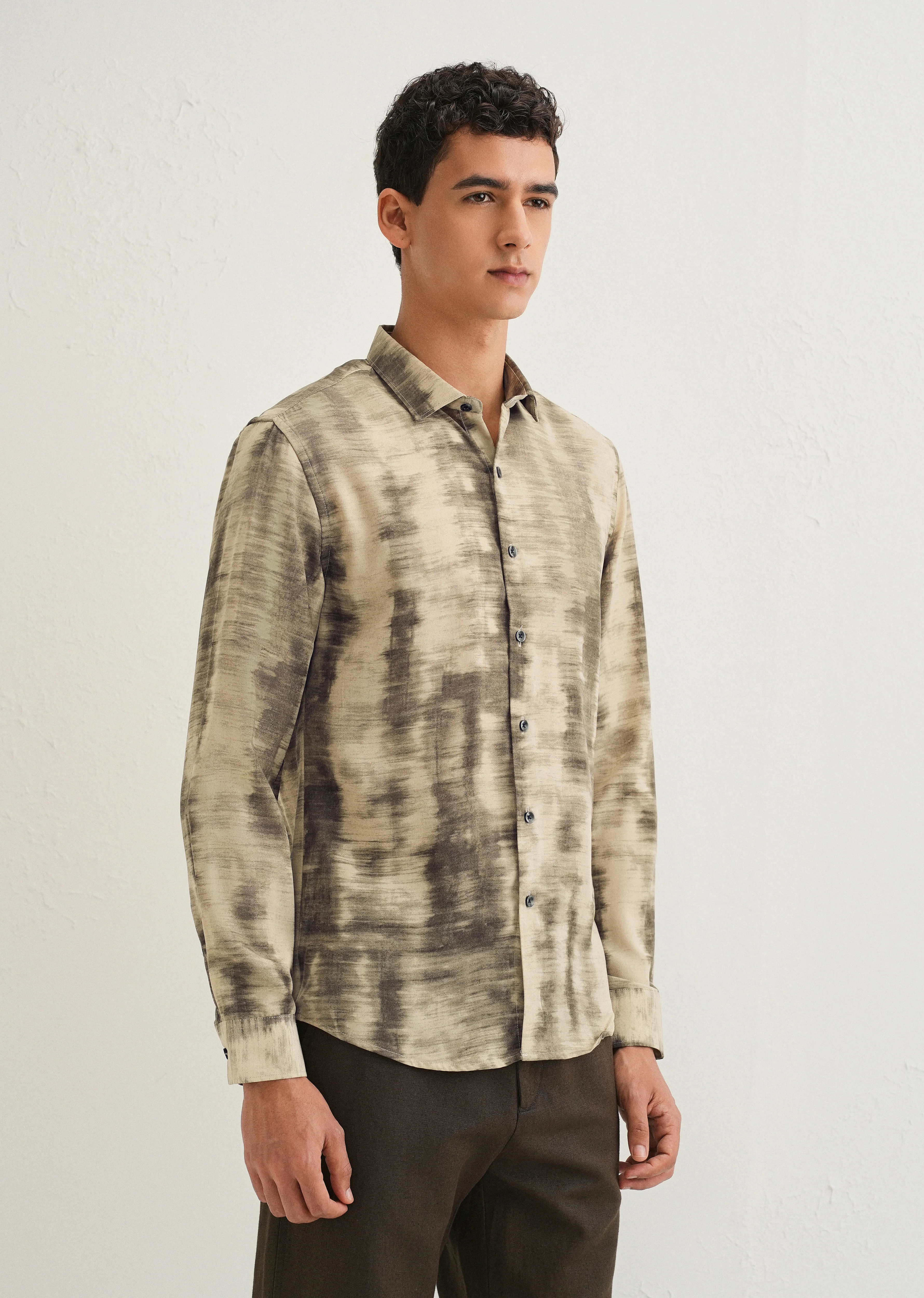 Beige Abstract Printed Shirt - Image 4