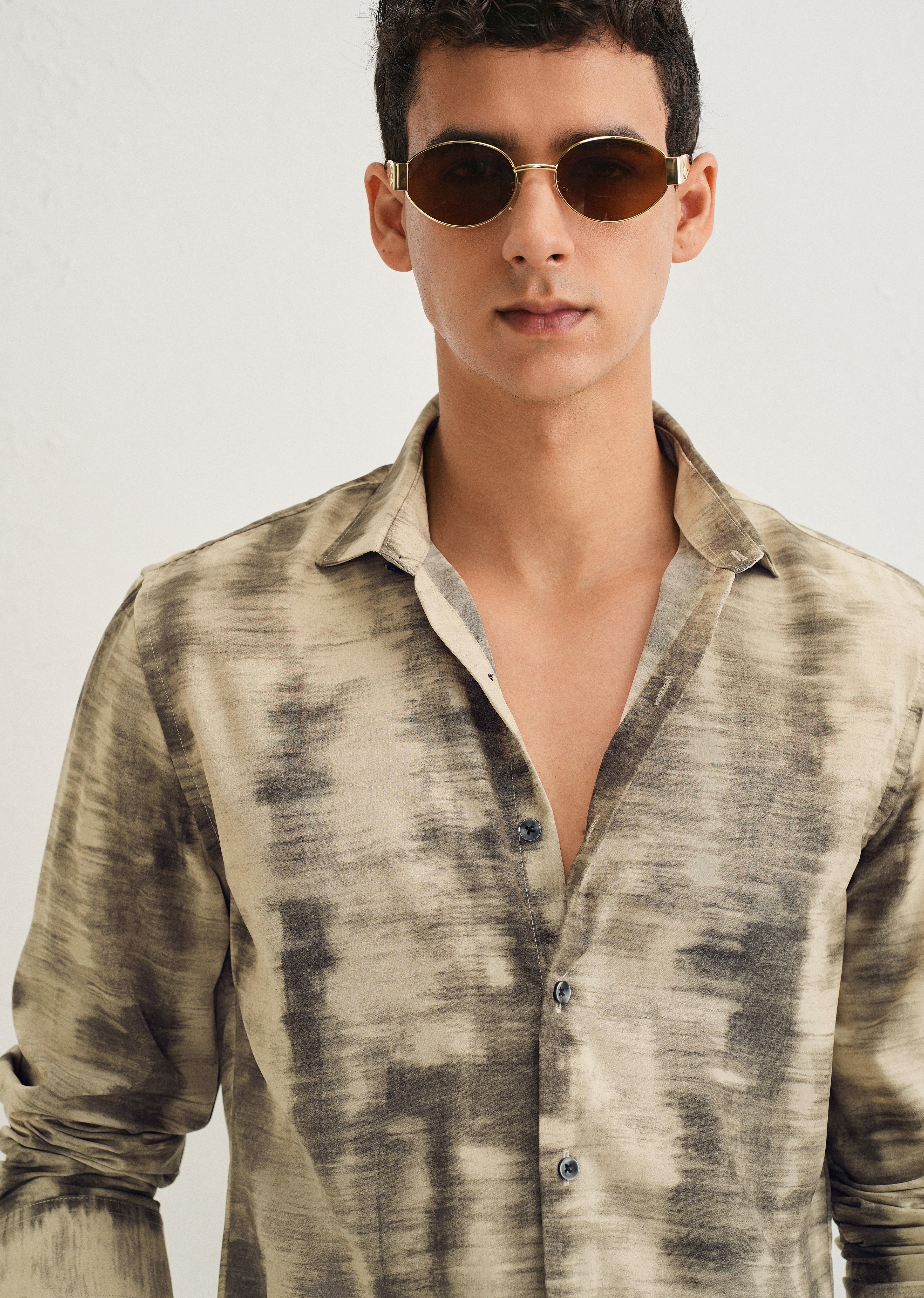 Beige Abstract Printed Shirt - Image 5