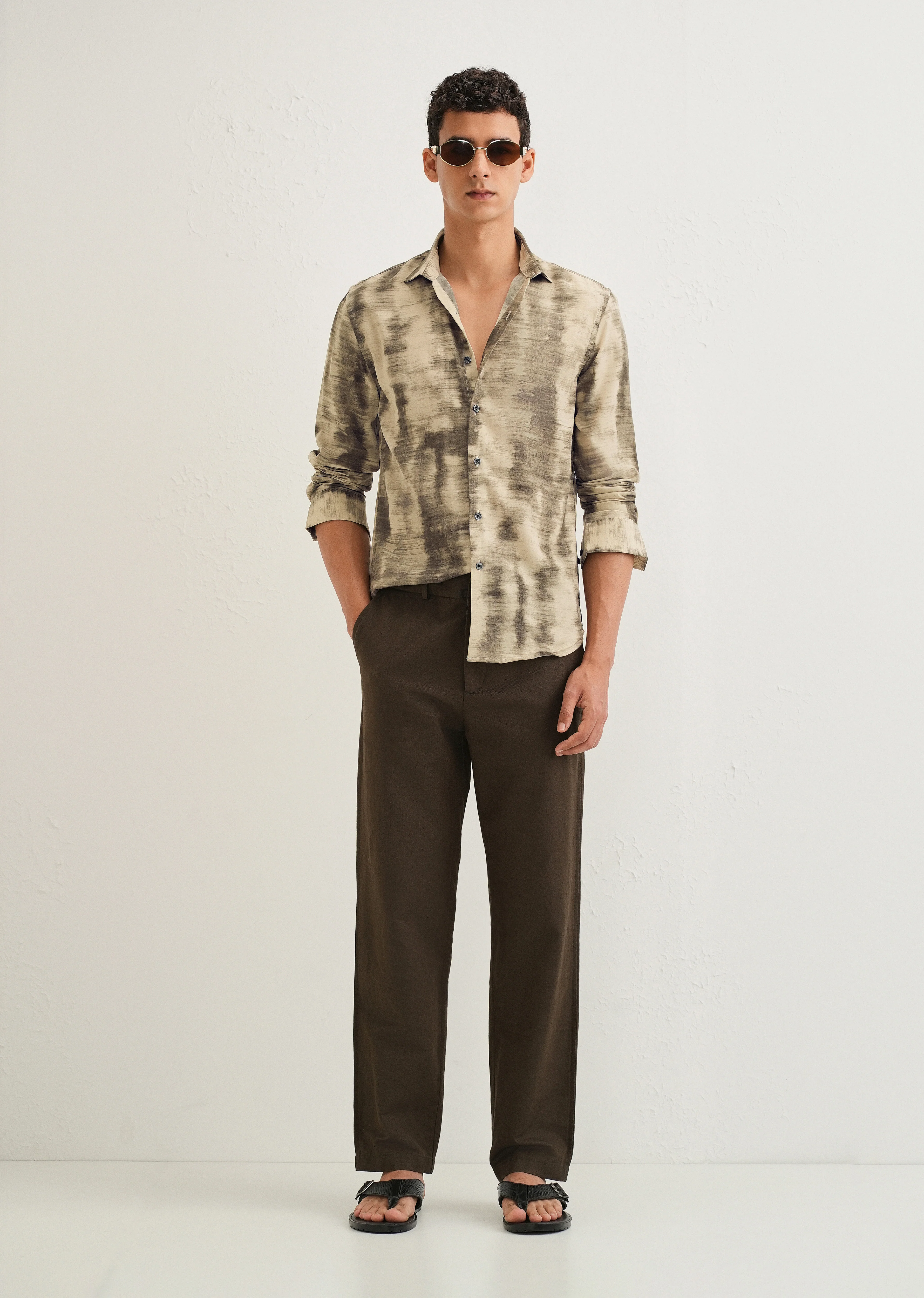 Beige Abstract Printed Shirt - Image 6