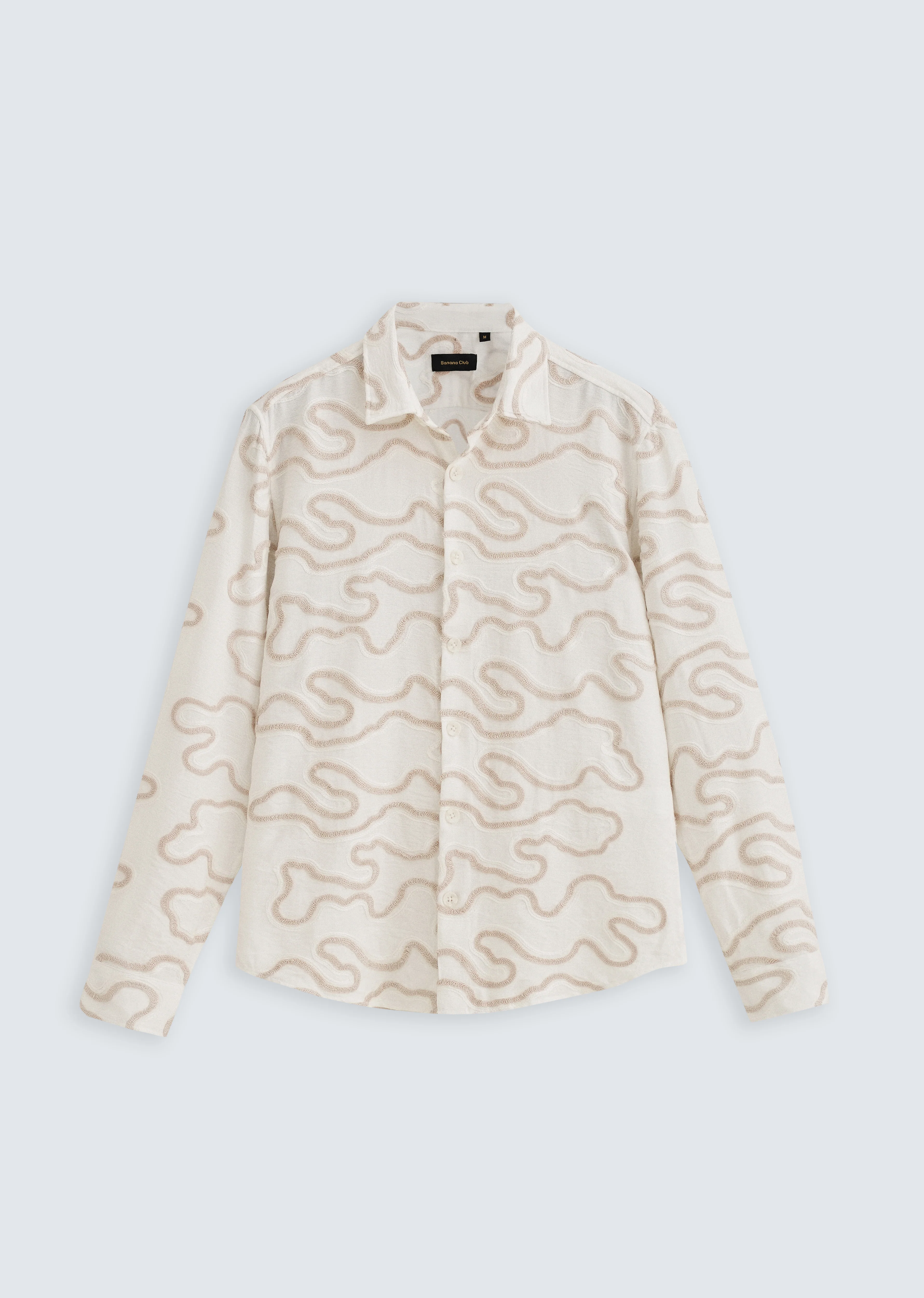 Beige Artistic Abstract Embroidery Shirt - Image 2