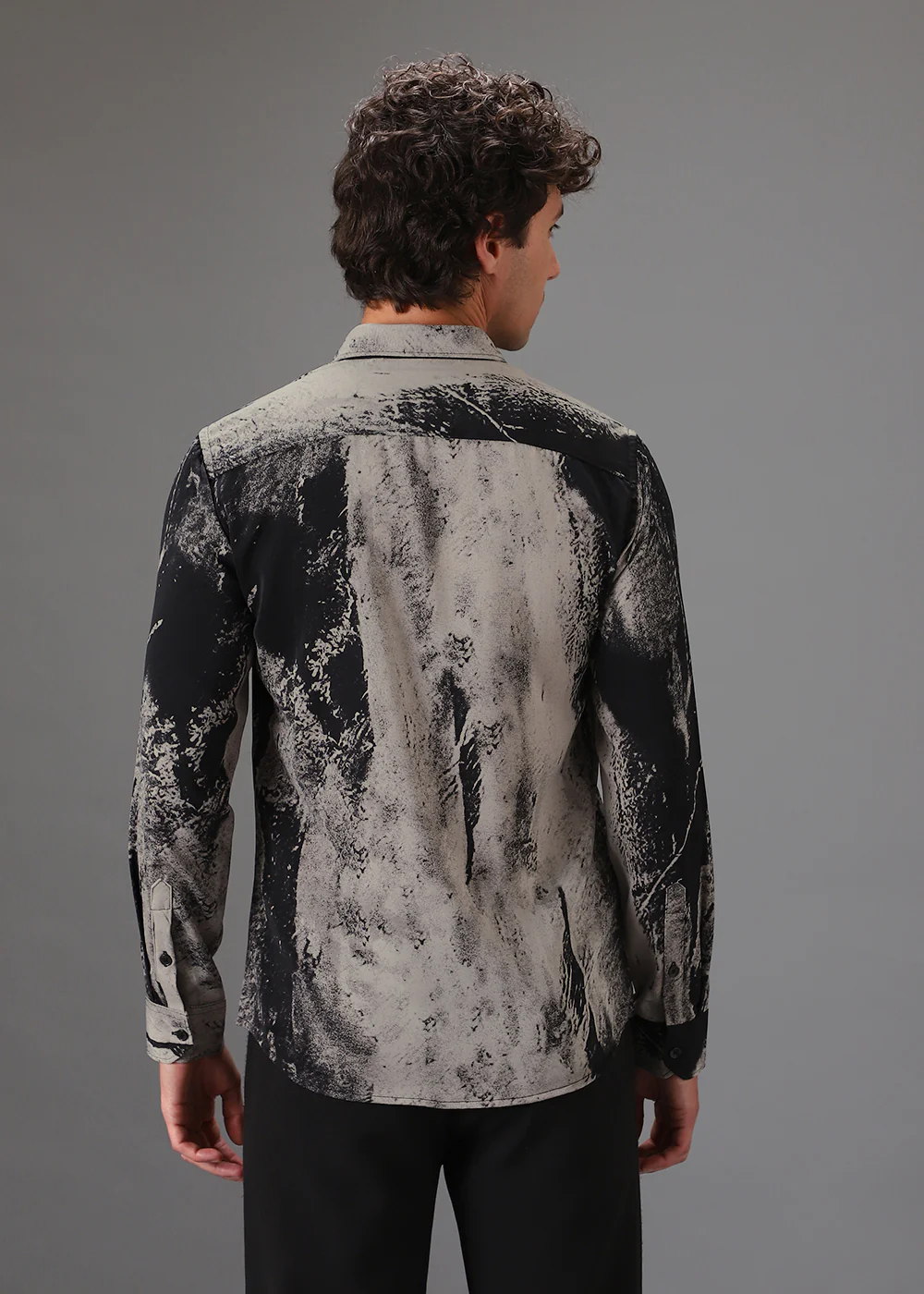 Beige Black Abstract Printed Shirt - Image 4