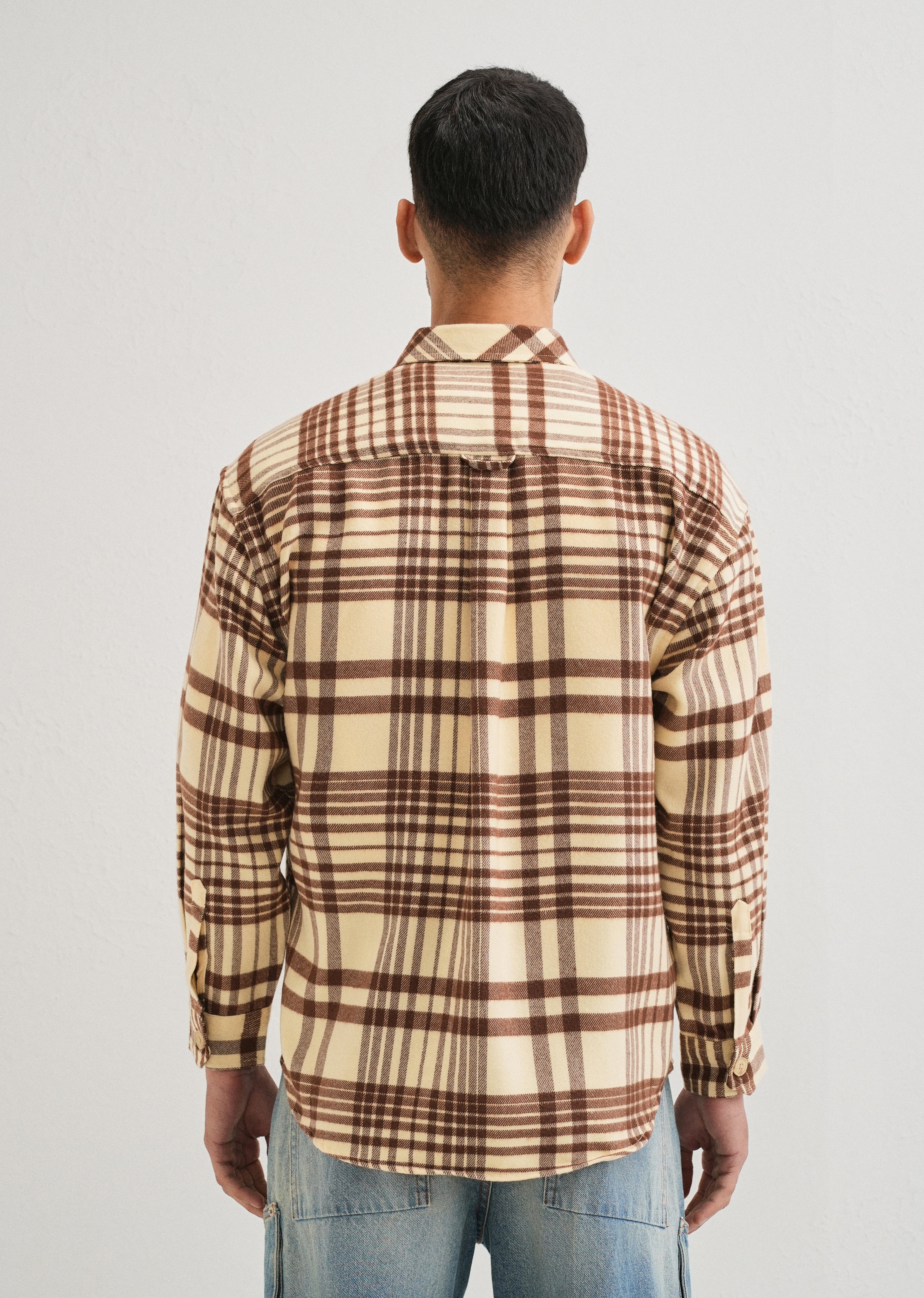 Beige Checked Relaxed Fit Shacket - Image 2