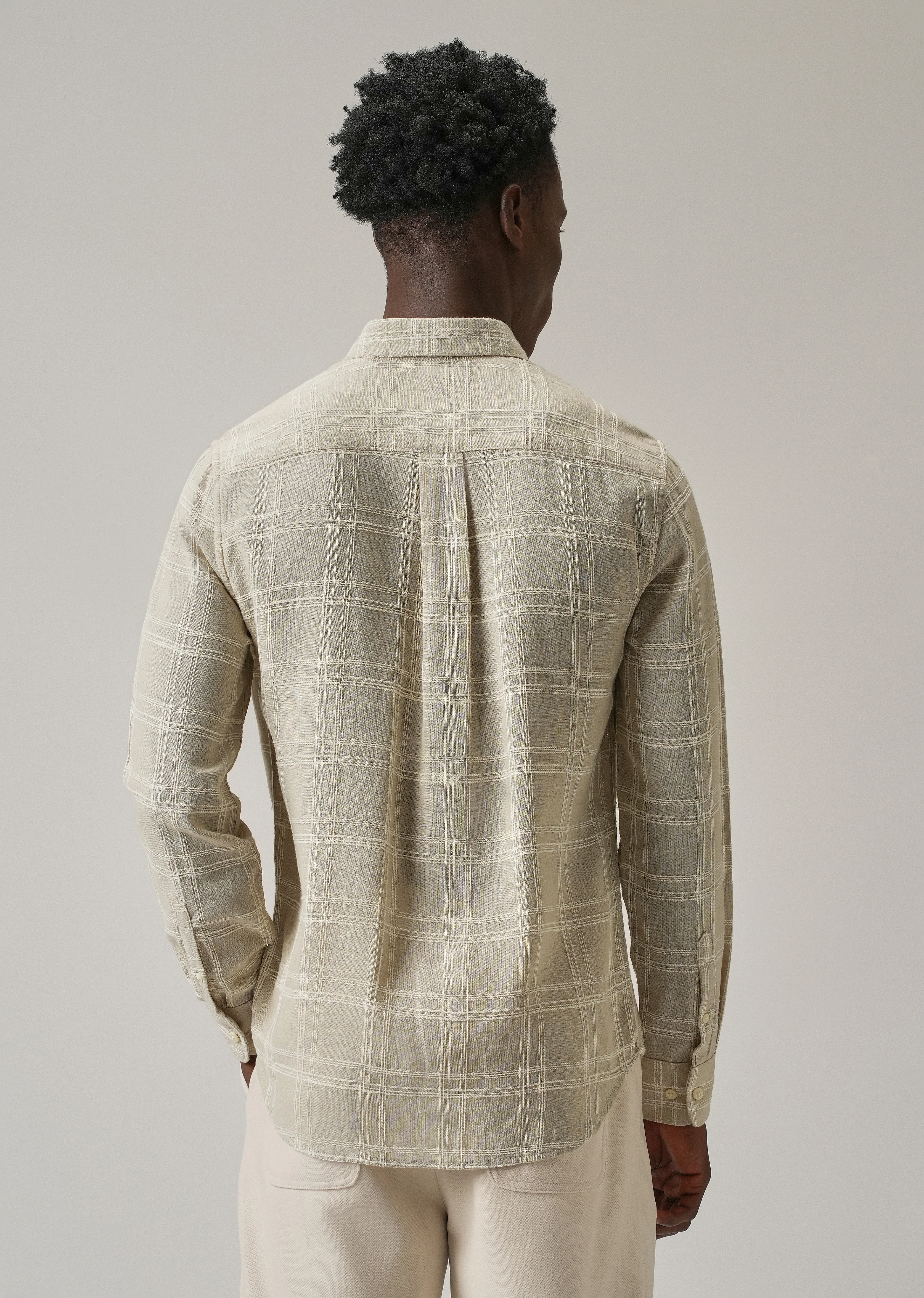 Beige Chenille Check Shirt - Image 2