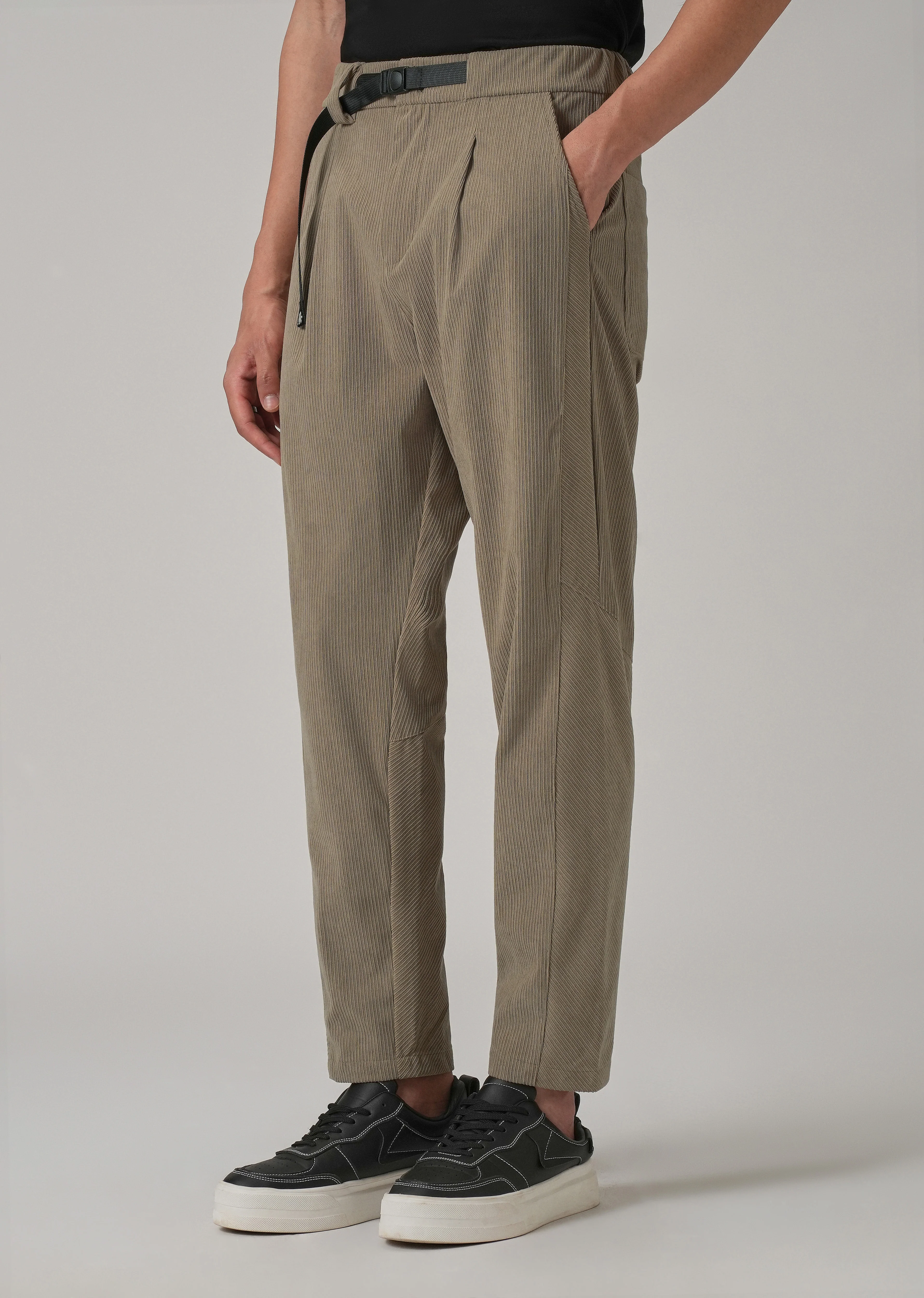 Beige Corduroy Belted Pant - Image 4