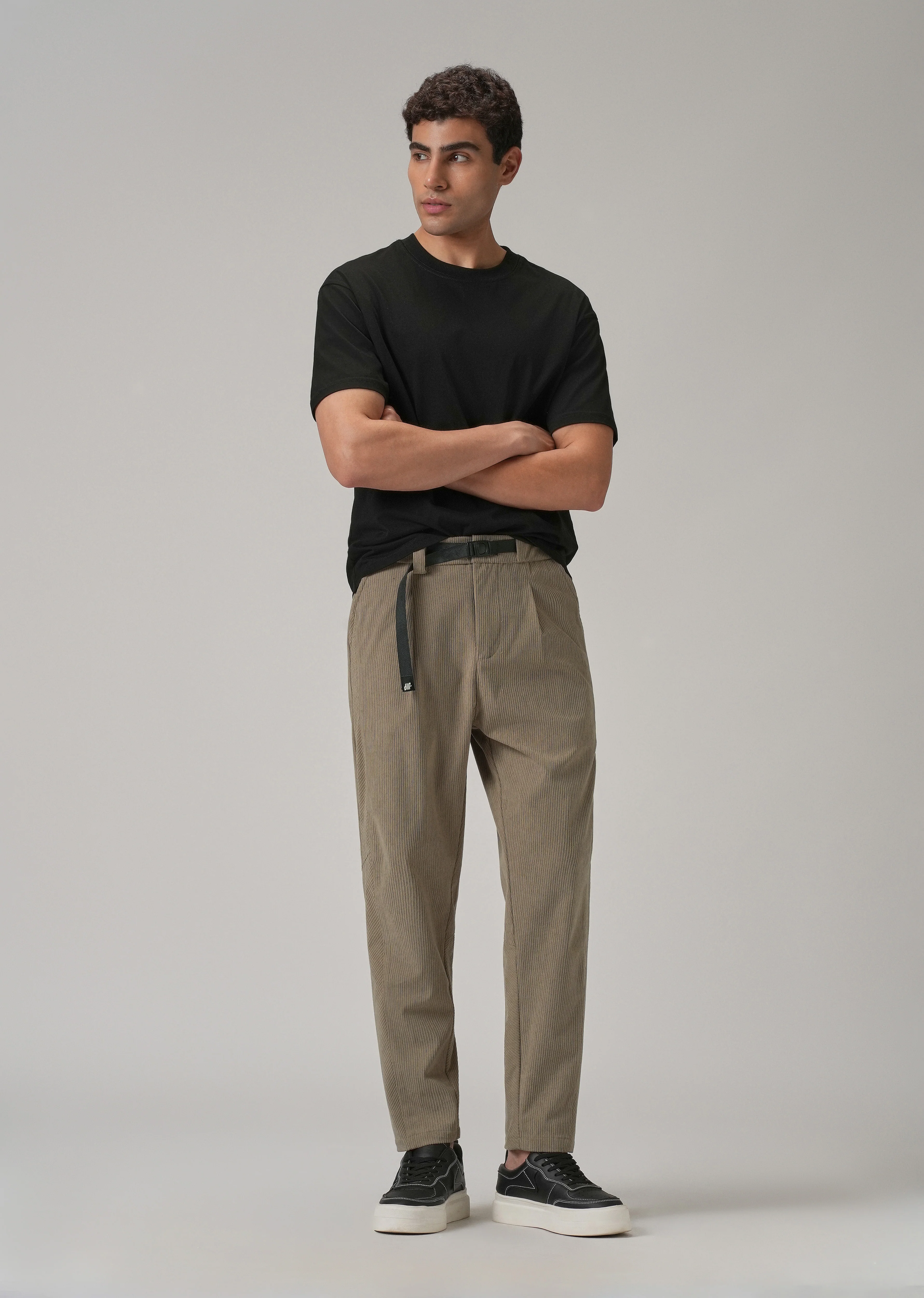 Beige Corduroy Belted Pant - Image 6