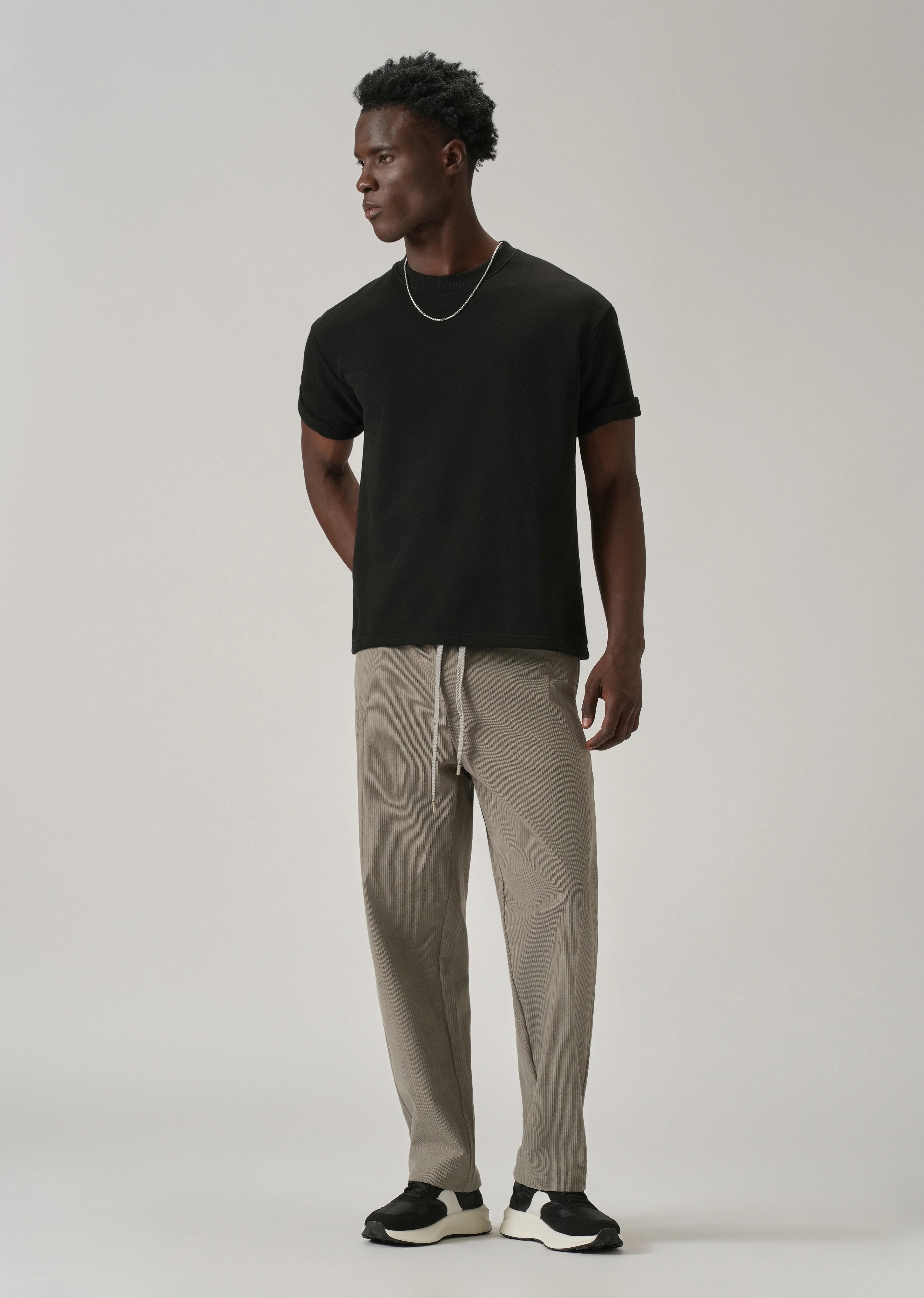 Beige Corduroy Drawstring Pant - Image 6