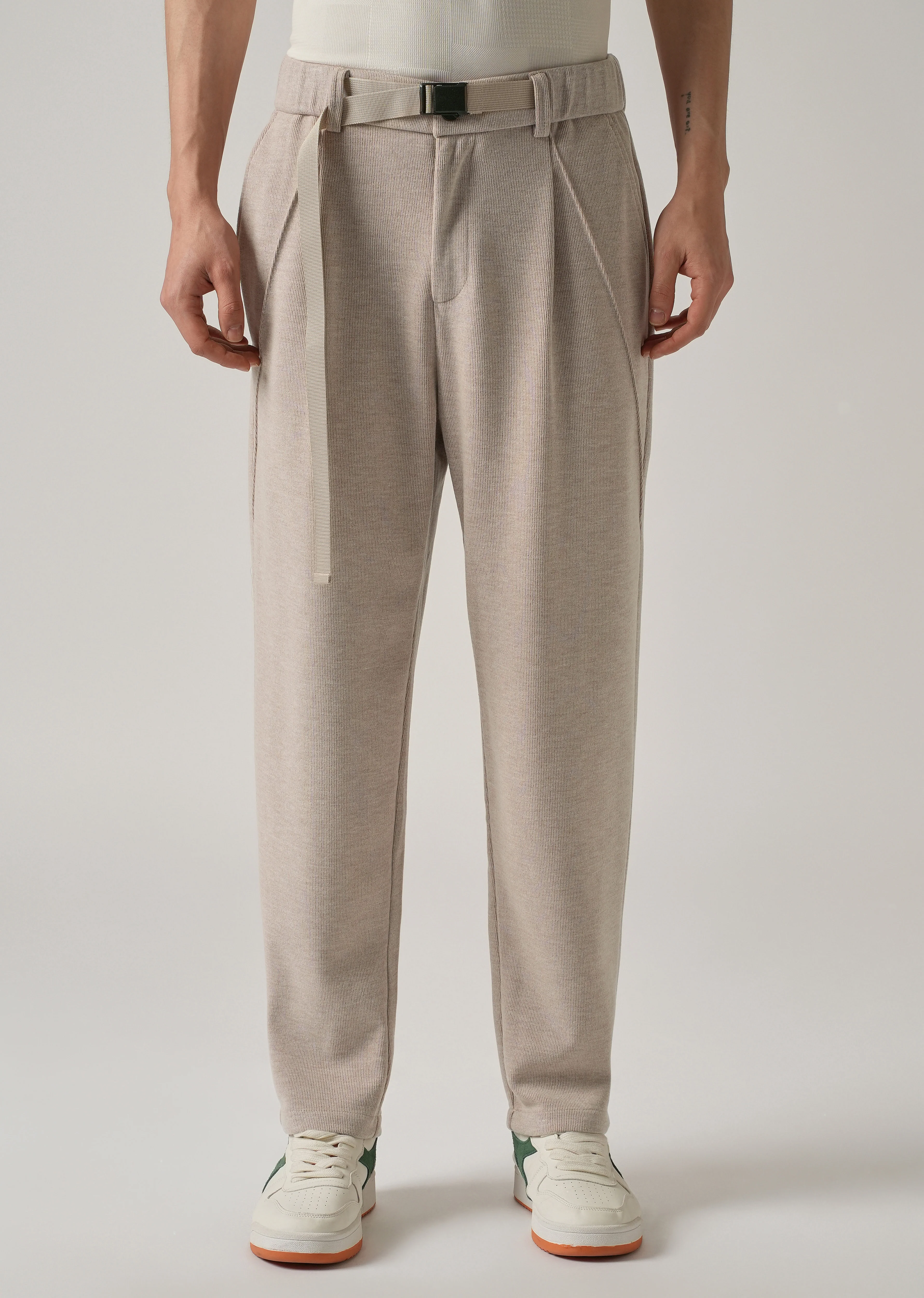 Beige Corduroy Relaxed Fit Pant - Image 3