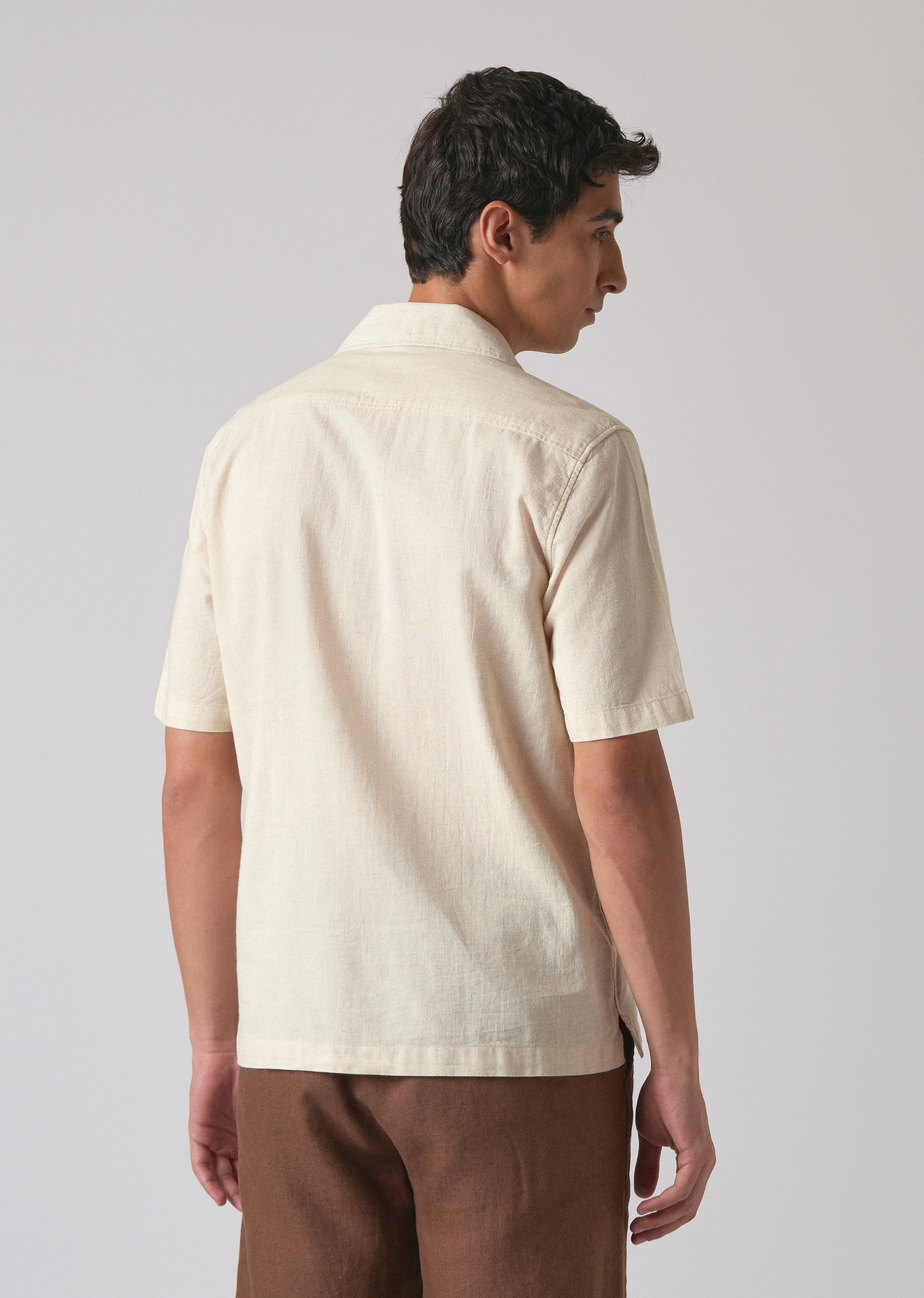 Beige Cotton/Linen Floral Print Shirt - Image 2