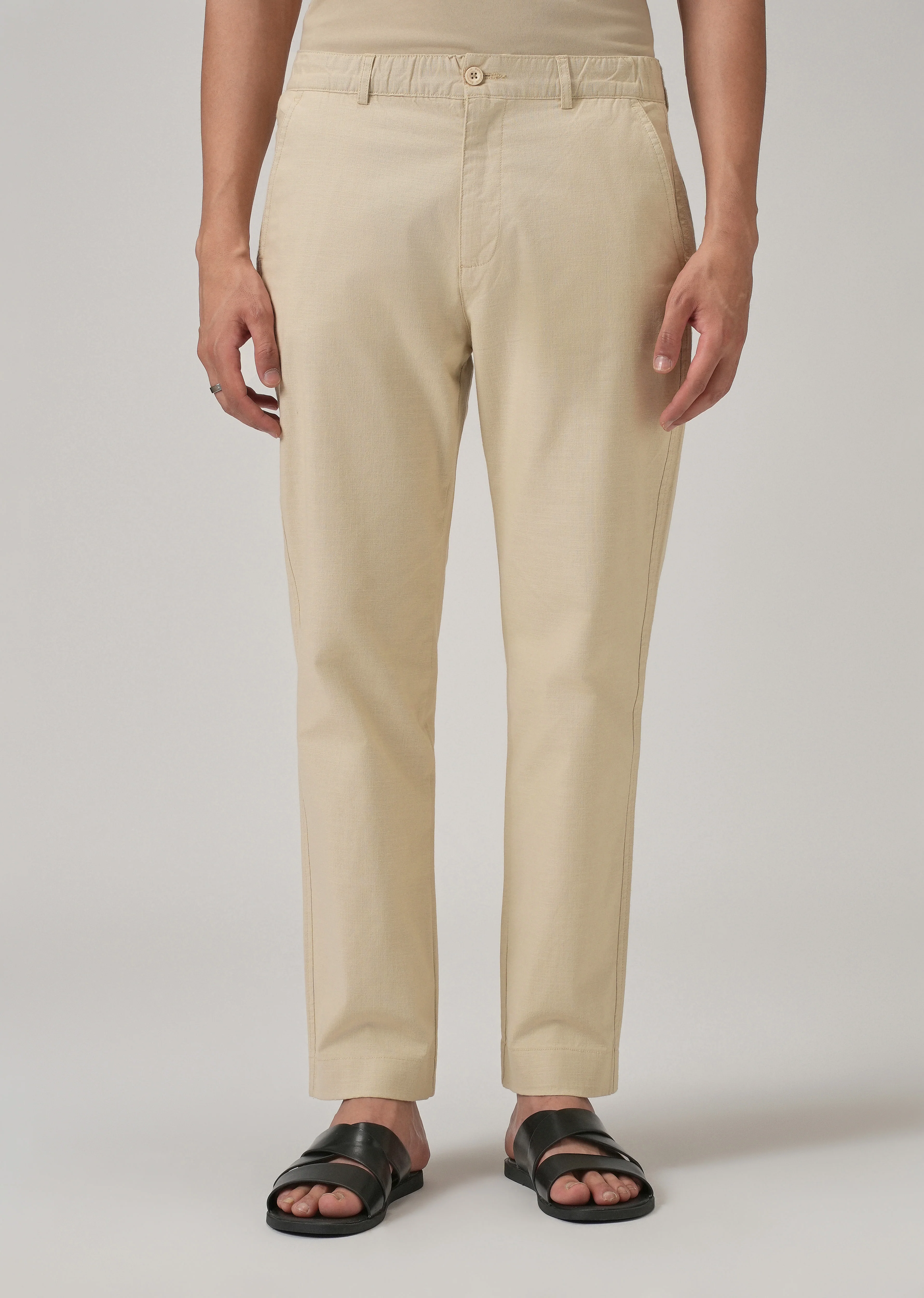 Beige Cotton Trouser - Image 3