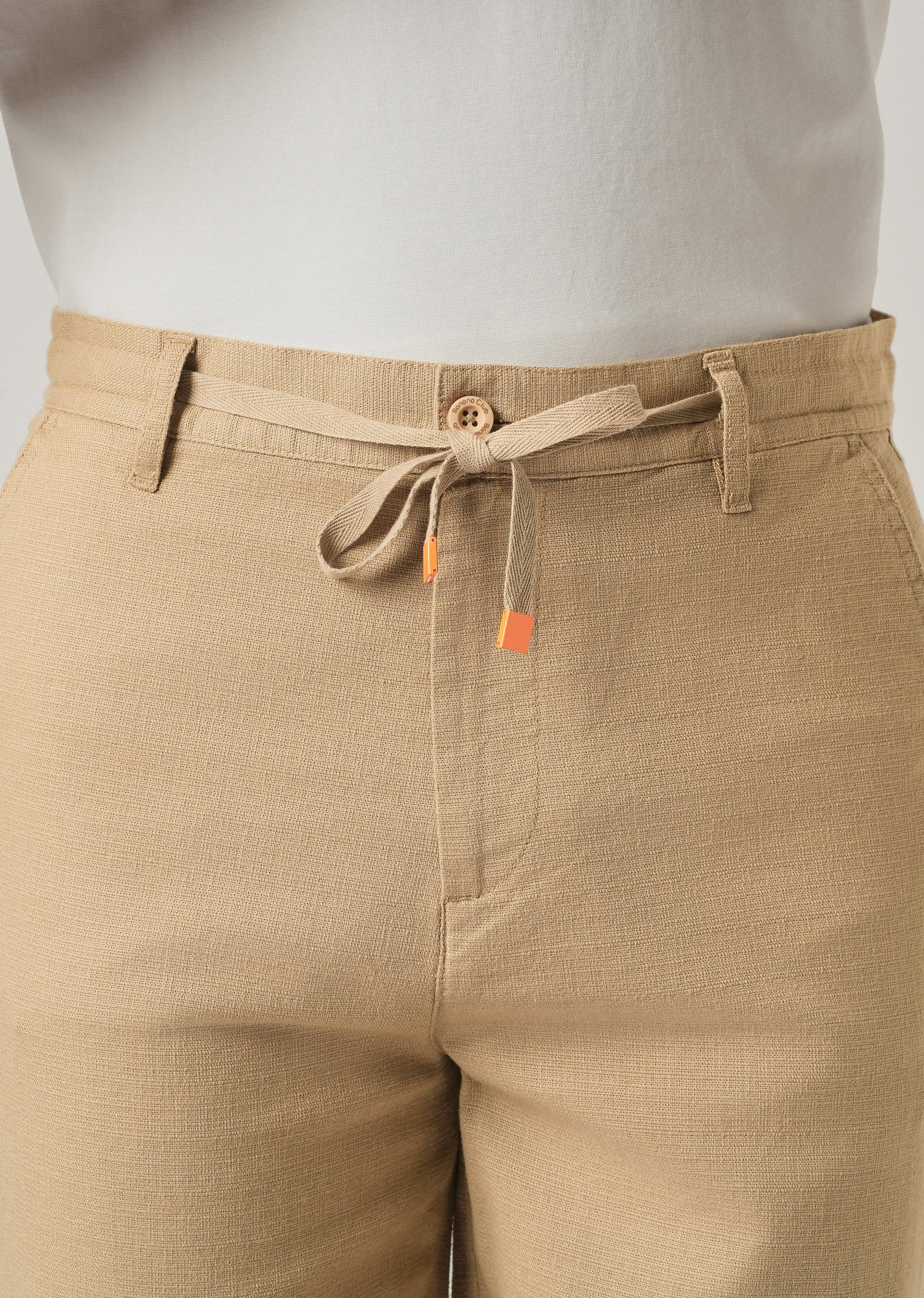 Beige Linen-Look Cotton Trousers - Image 5