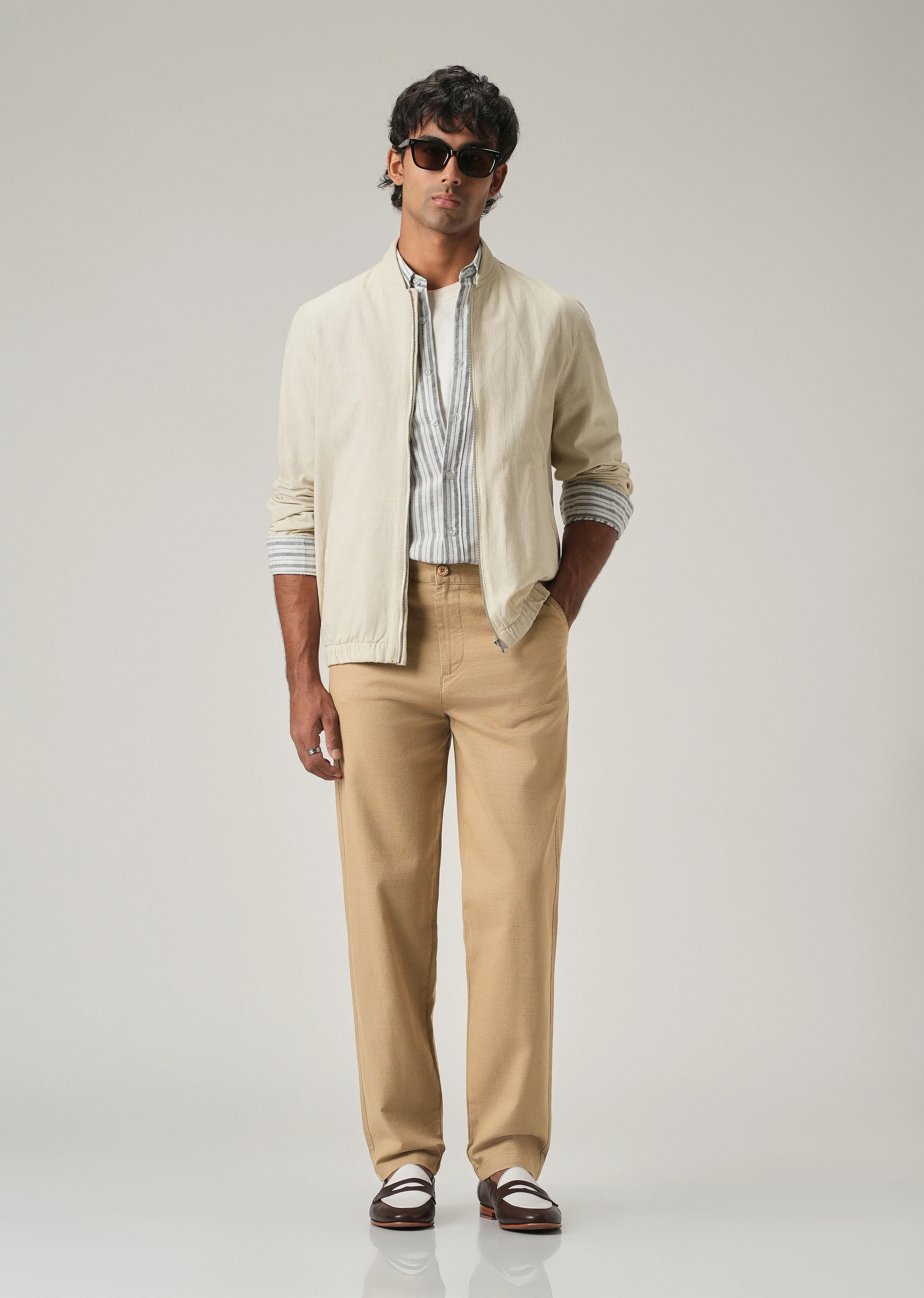 Beige Linen-Look Cotton Trousers - Image 6